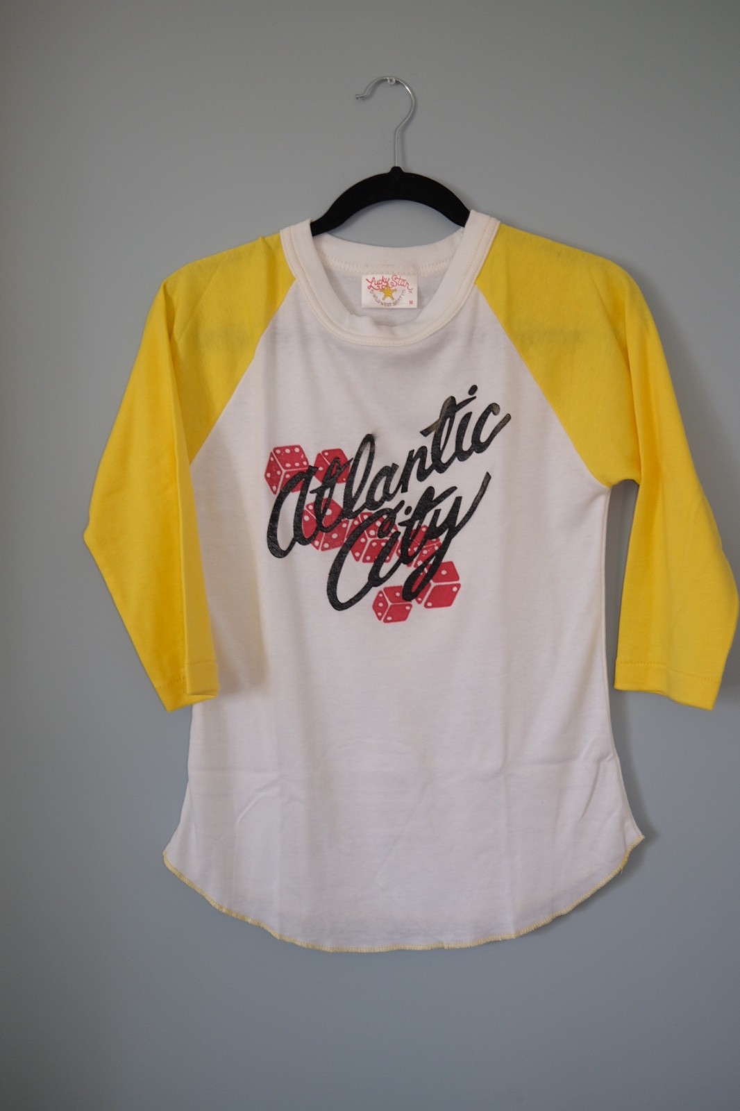 Reworked Vintage Atlantic City 1970s Graphic Raglan Baseball T-Shirt M