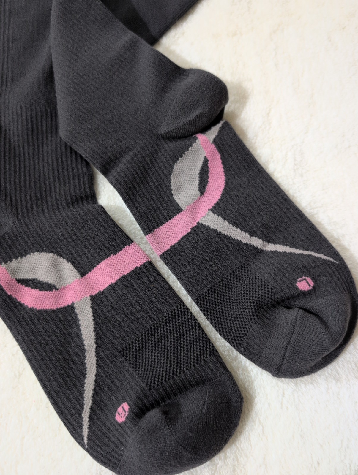 NWOT Knee High Breast Cancer Socks Pink Black Gray NWOT Knee High Breast Cancer Socks Pink Black Gray
