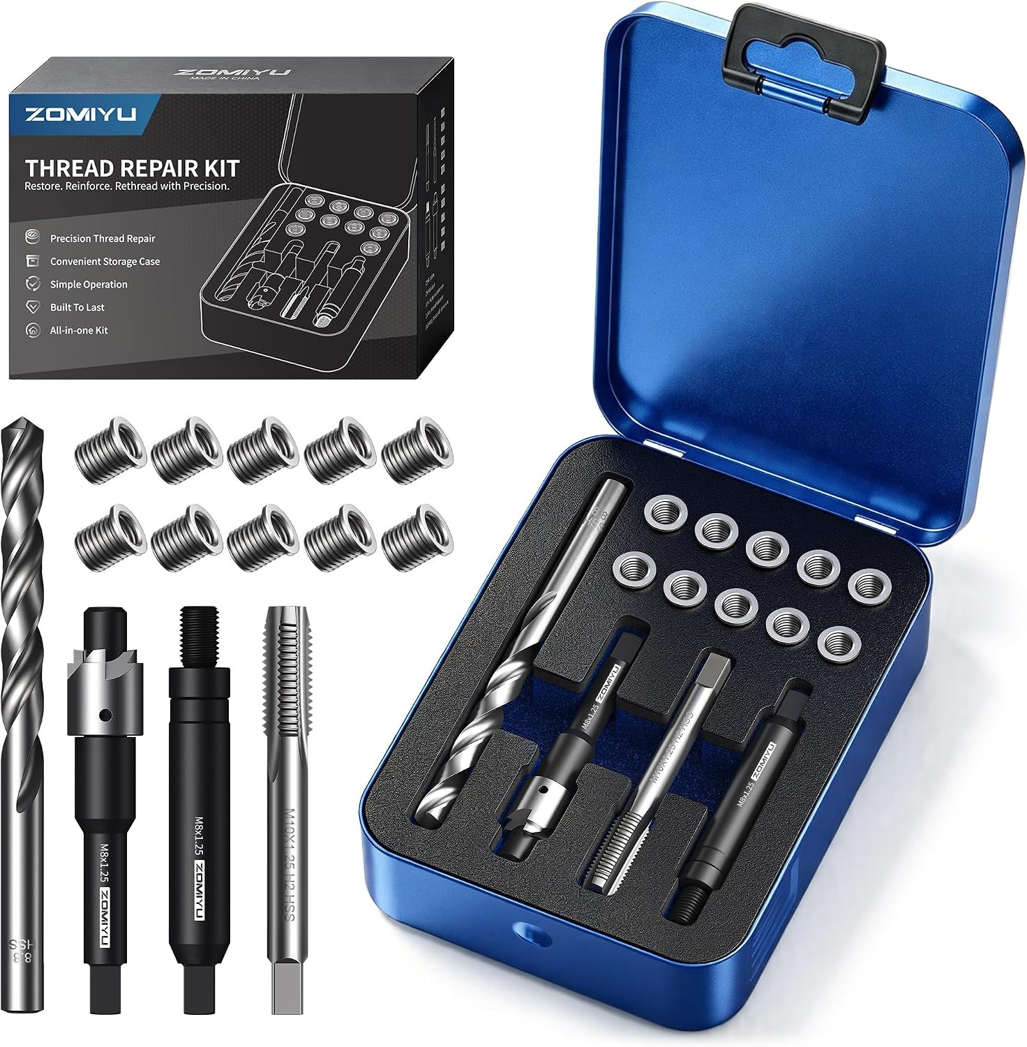 M8X1.25 Metric Thread Repair Kit, 11.7Mm One-Piece Inserts (10PCS) M8X1.25 Metric Thread Repair Kit, 11.7Mm One-Piece Inserts (10PCS)