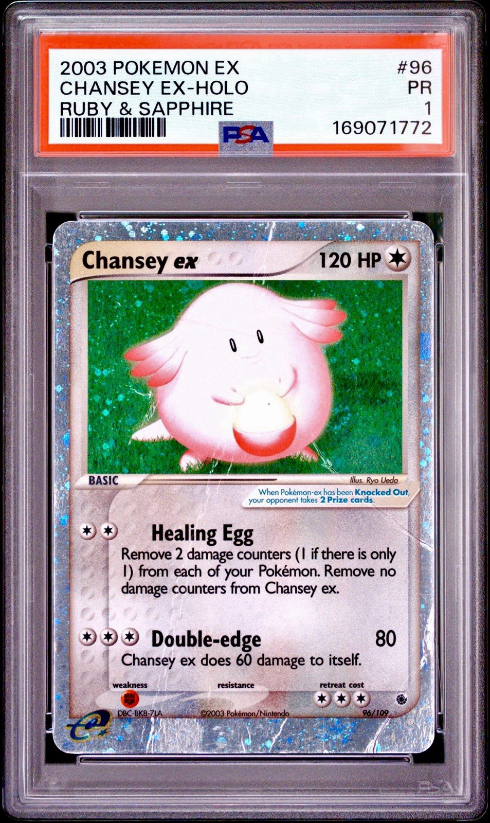 Chansey ex Holo PSA 1 2003 Pokemon Ex Ruby & Sapphire #96 LOW POP Chansey ex Holo PSA 1 2003 Pokemon Ex Ruby & Sapphire #96 LOW POP