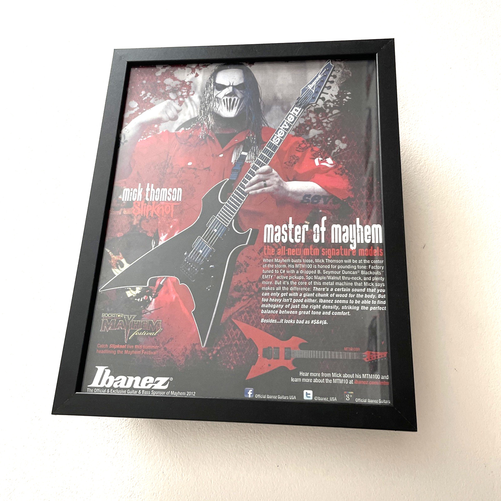 Slipknot Mick: Master of Mayhem Framed Picture 8.5x11 Collectible Memorabilia