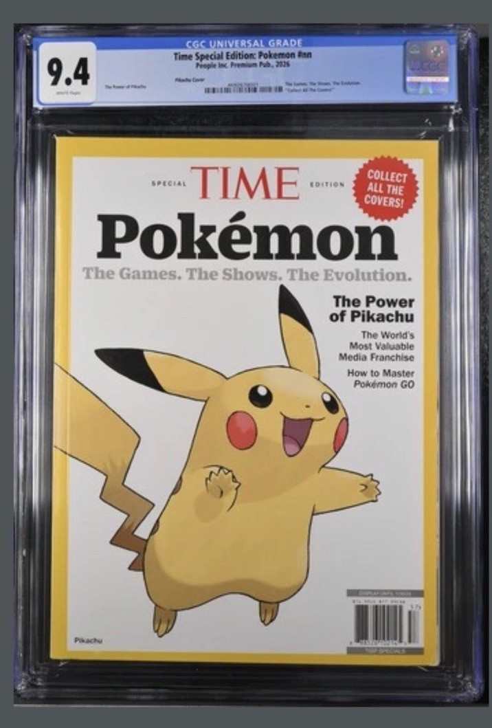 Time Pokémon 25th Anniversary Pikachu Variant Cover CGC 9.4 TOP POP