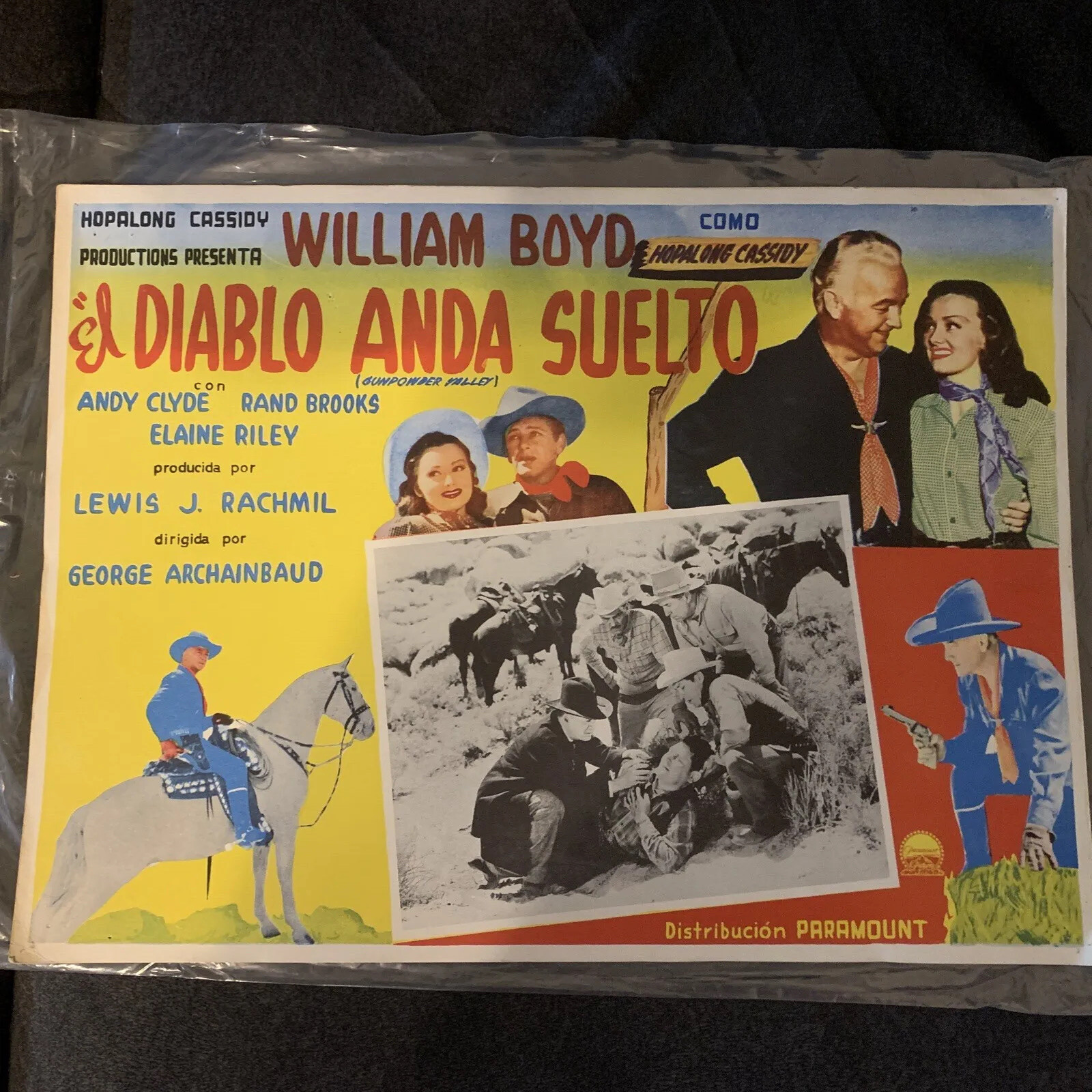 Vintage William Boyd “El Diablo Anda Suelto” Movie print/poster 11 X17