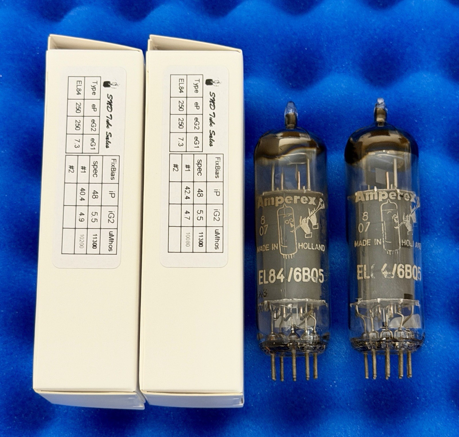 TWO Amperex EL84 6BQ5 Vacuum Tubes / rX3 Bugle Boy Holland /Amplitrex👍 / 1957