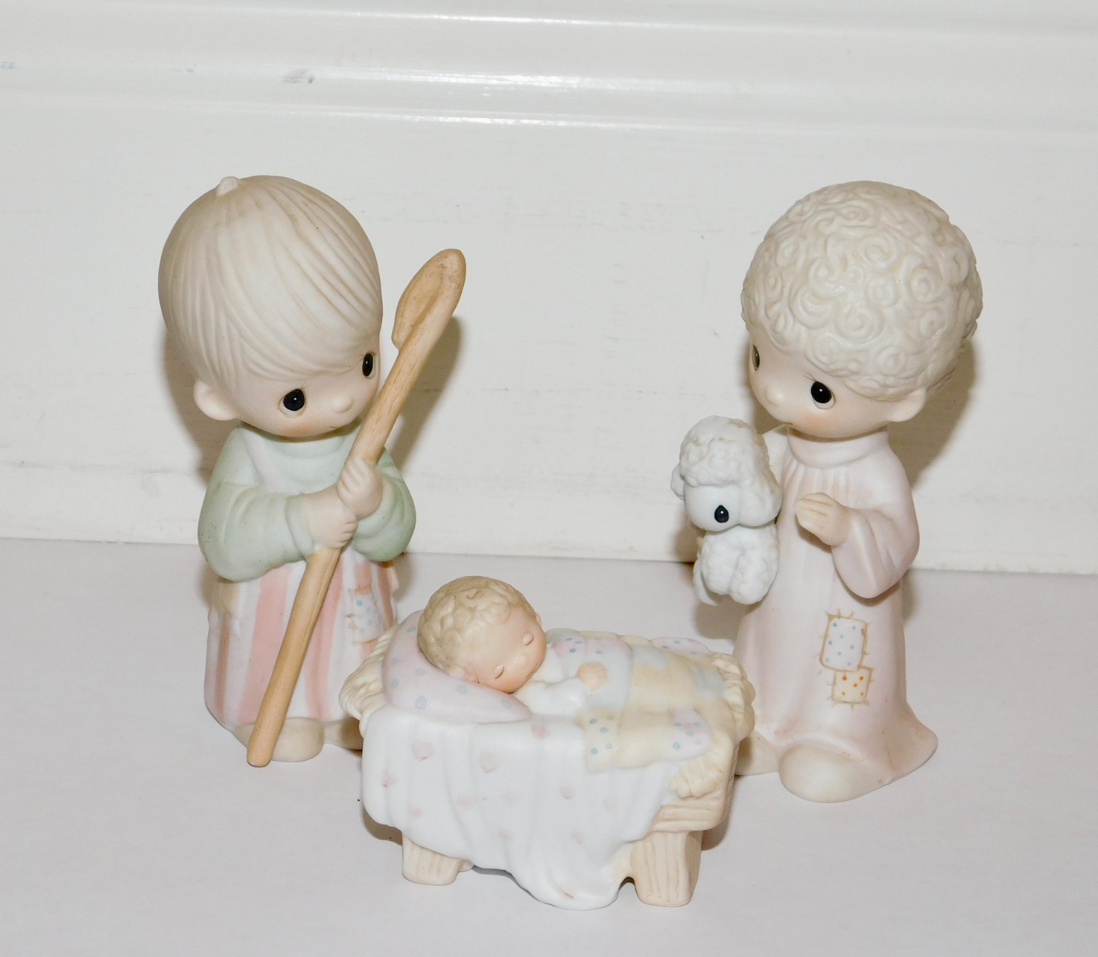 Precious Moments Come Let Us Adore Him SET 3 Baby Jesus Shepherds 1979 NO MARK Precious Moments Come Let Us Adore Him SET 3 Baby Jesus Shepherds 1979 NO MARK