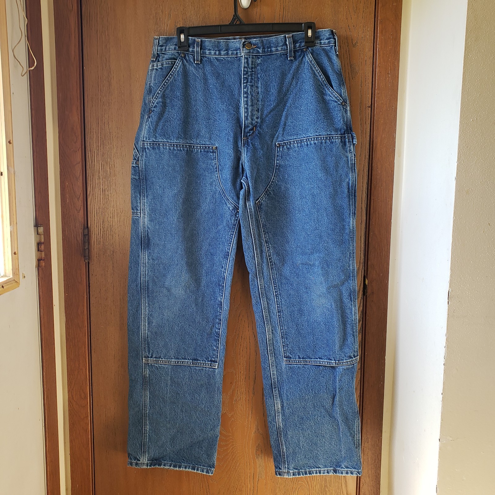 Carhartt B73 DST denim double knee work wear carpenter pants 38x34 Regular Fit Carhartt B73 DST denim double knee work wear carpenter pants 38x34 Regular Fit