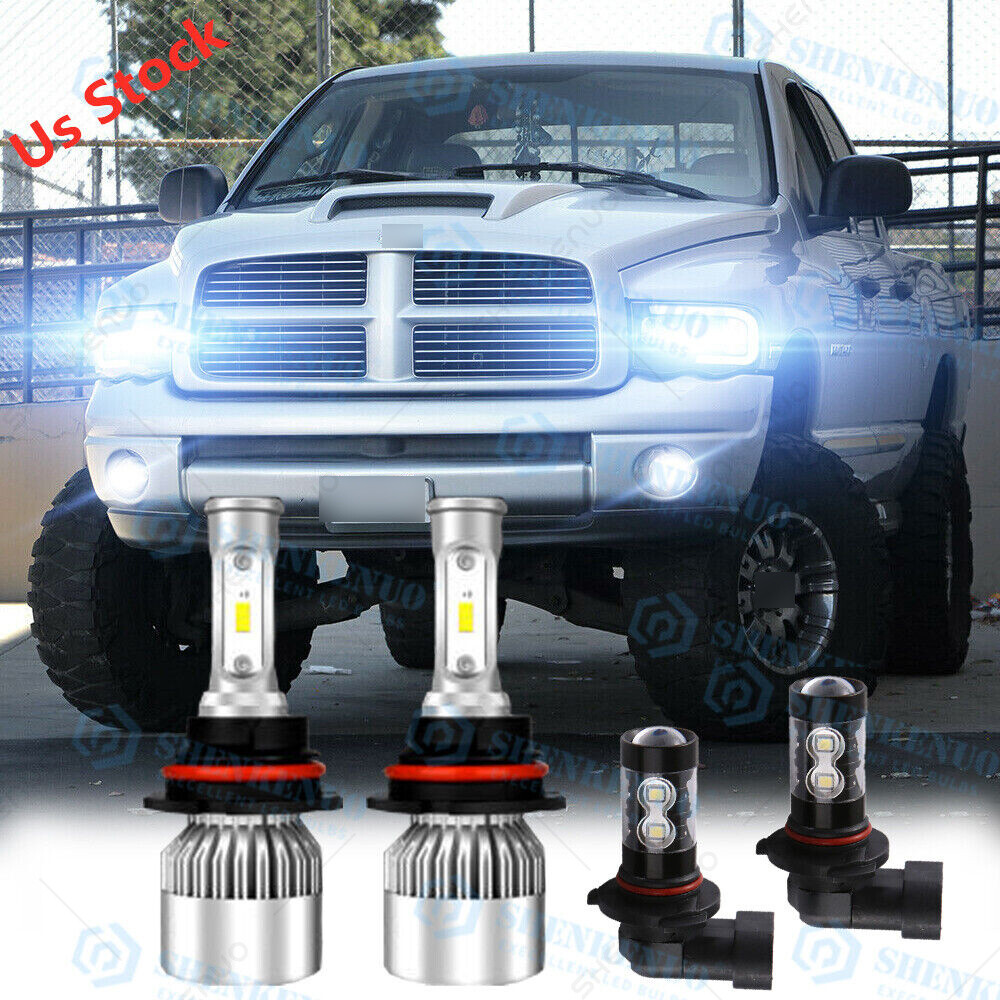 For 2003-2005 Dodge Ram 1500/2500/3500 LED Projector Headlight Bulb HI/LO Fog BF