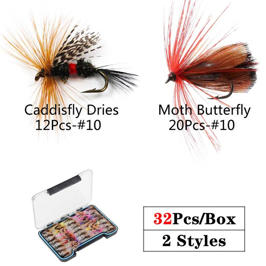 32-148Pcs Fly Fishing Dry/Wet Flies Assortment Kit for Trout Fishing Lures