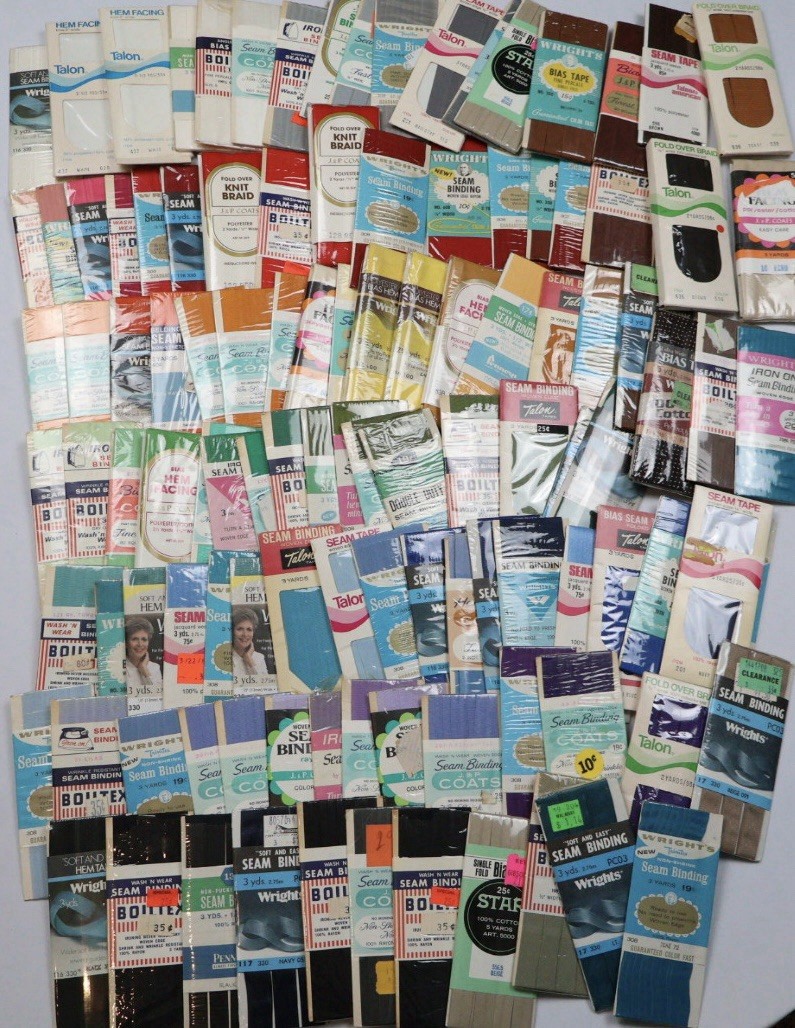 VTG Sewing Notions Lot 100+ Bias & Seam Binding Hem & Seam Tape Knit Brading NOS