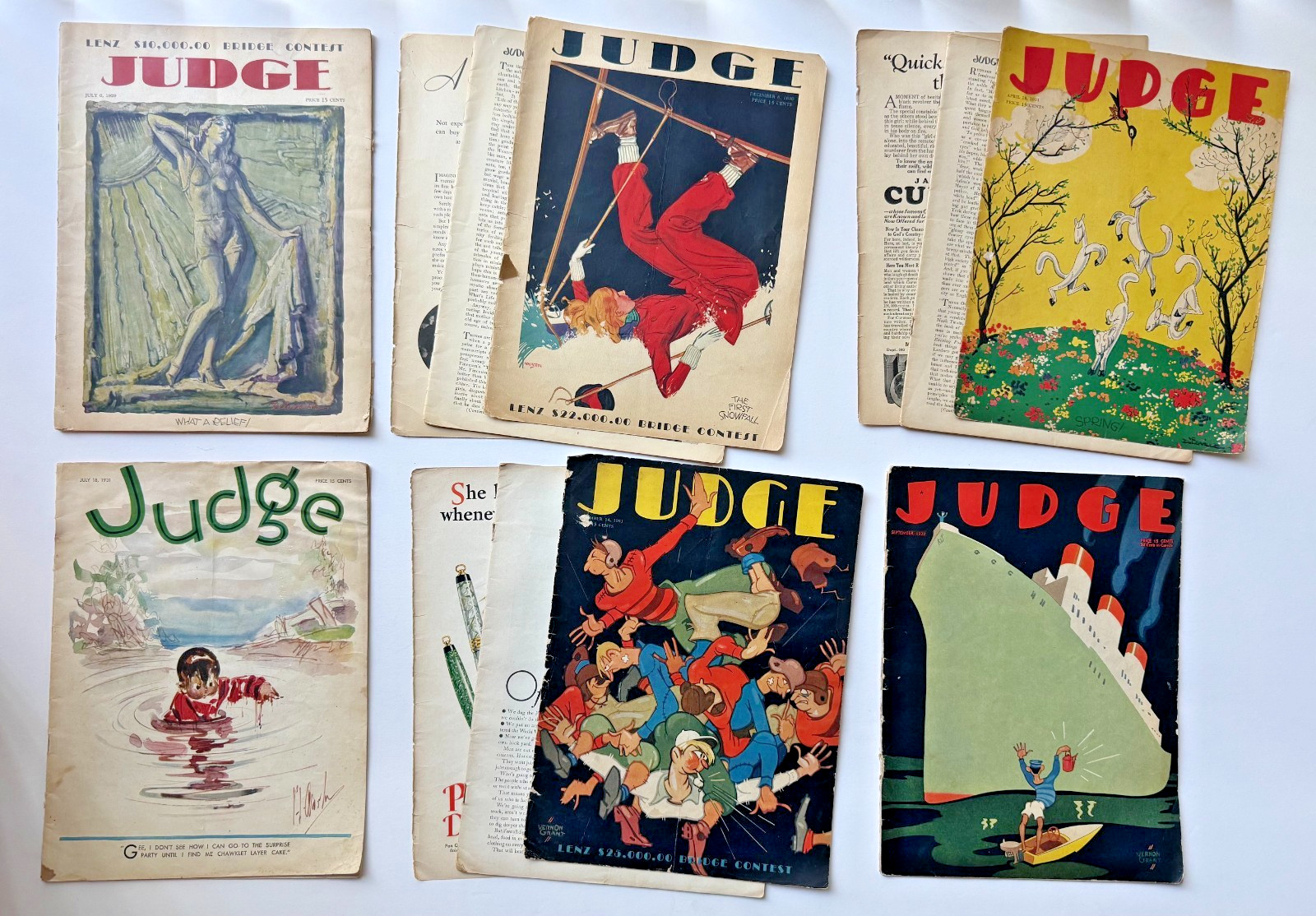 Vintage 1929-1931 JUDGE MAGAZINE LOT All with DR. SEUSS cartoon content (As-Is)