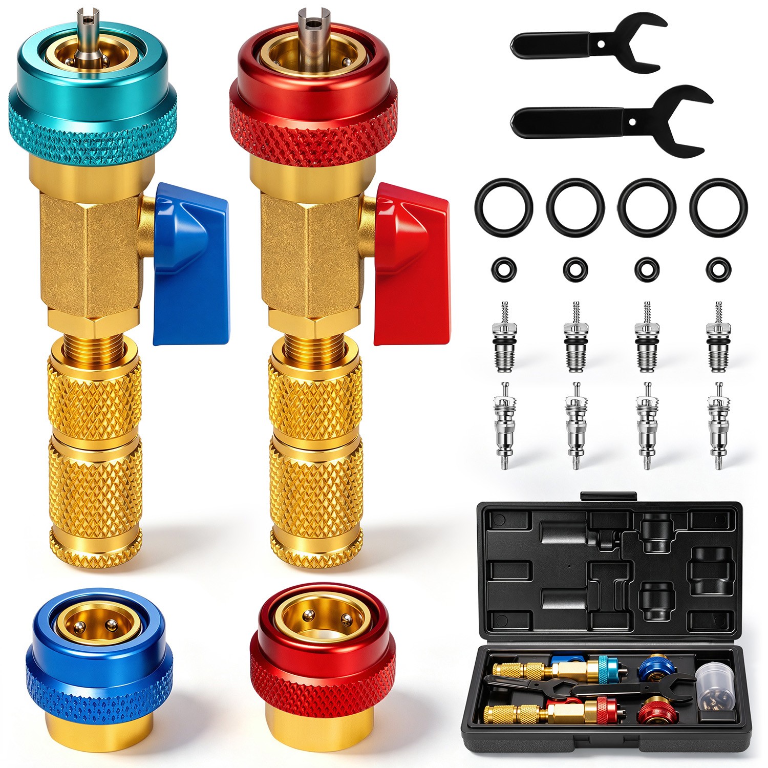 R134a R1234yf R22 AC Valve Core Remover Installer Tool Kit High Low Pressure AC