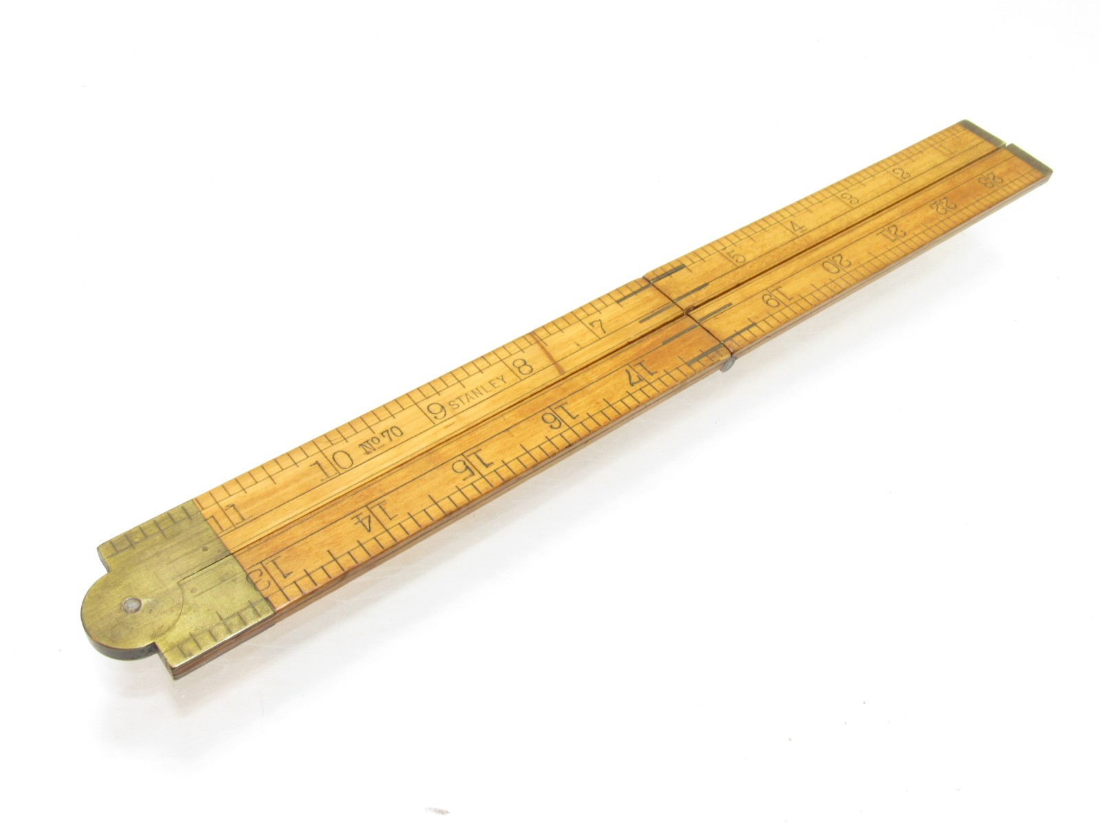 Y NICE VINTAGE STANLEY NO. 70 BOXWOOD 2 FOOT 4 FOLD CARPENTER'S RULE