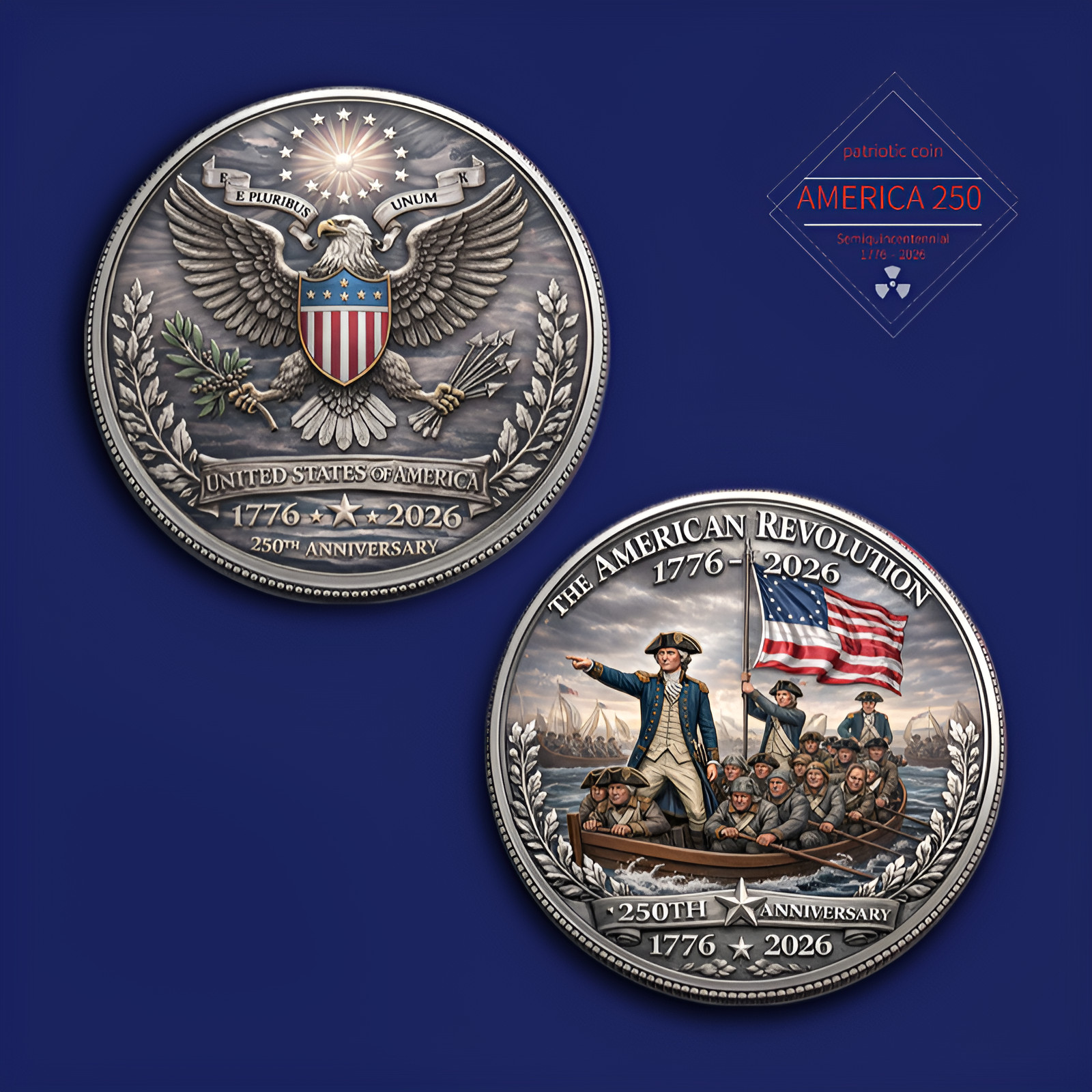 USA 250th Anniversary American Revolution Challenge Coin George Washington 1776 USA 250th Anniversary American Revolution Challenge Coin George Washington 1776