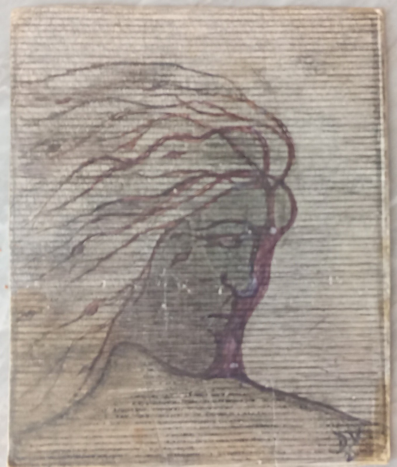 Original Expressionist Portrait Painting on Cardboard 7.5x9 Original Expressionist Portrait Painting on Cardboard 7.5x9