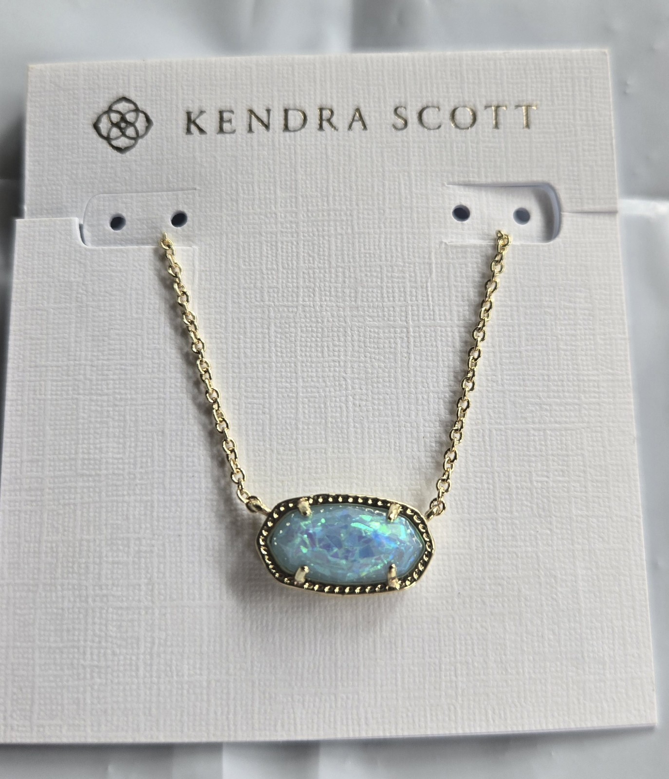 New Kendra Scott Elisa Gold Pendant Necklace In Light Teal Light Blue New Kendra Scott Elisa Gold Pendant Necklace In Light Teal Light Blue