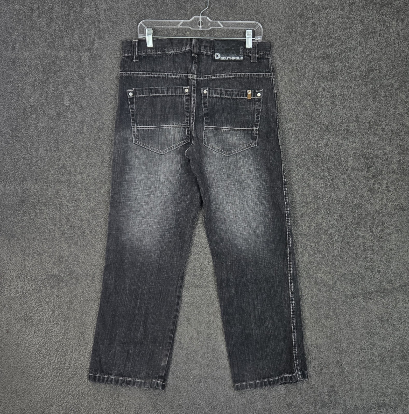 Vintage Southpole Jeans Mens 34x28 Black Gray Fade Skate Streetwear Y2K 2000s