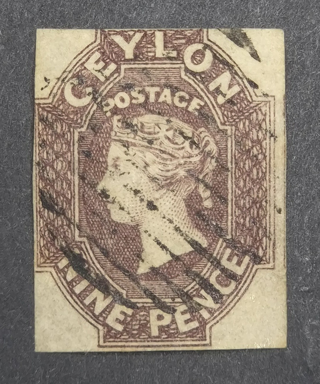 CEYLON CLASSIC 1857 9d Purple Brown (SG8) - Fine Used - £950