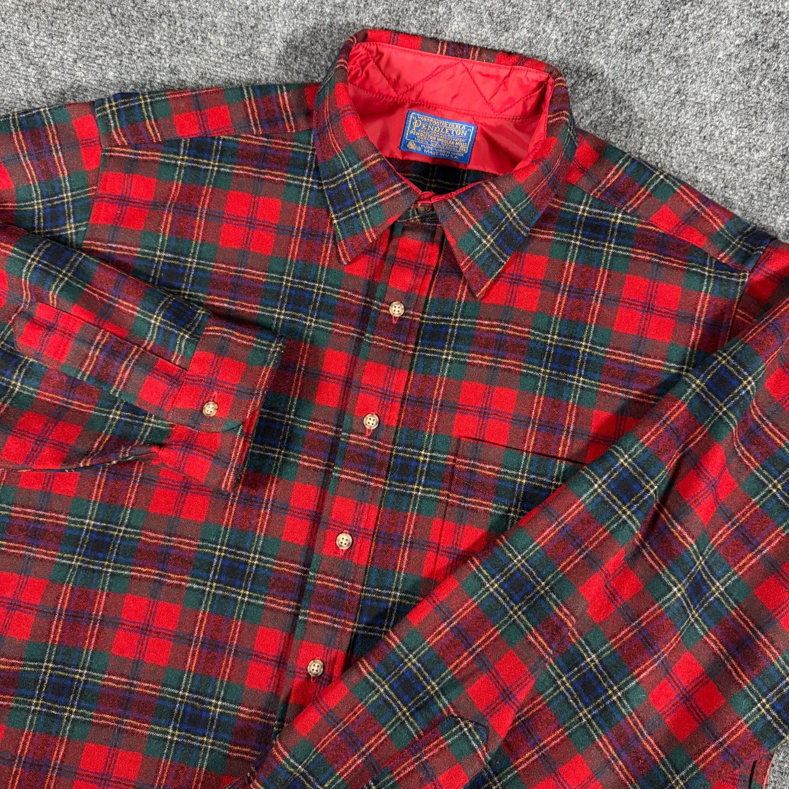 Vintage Pendleton Board Shirt XL Red Authentic MacLean Tartan Virgin Wool USA