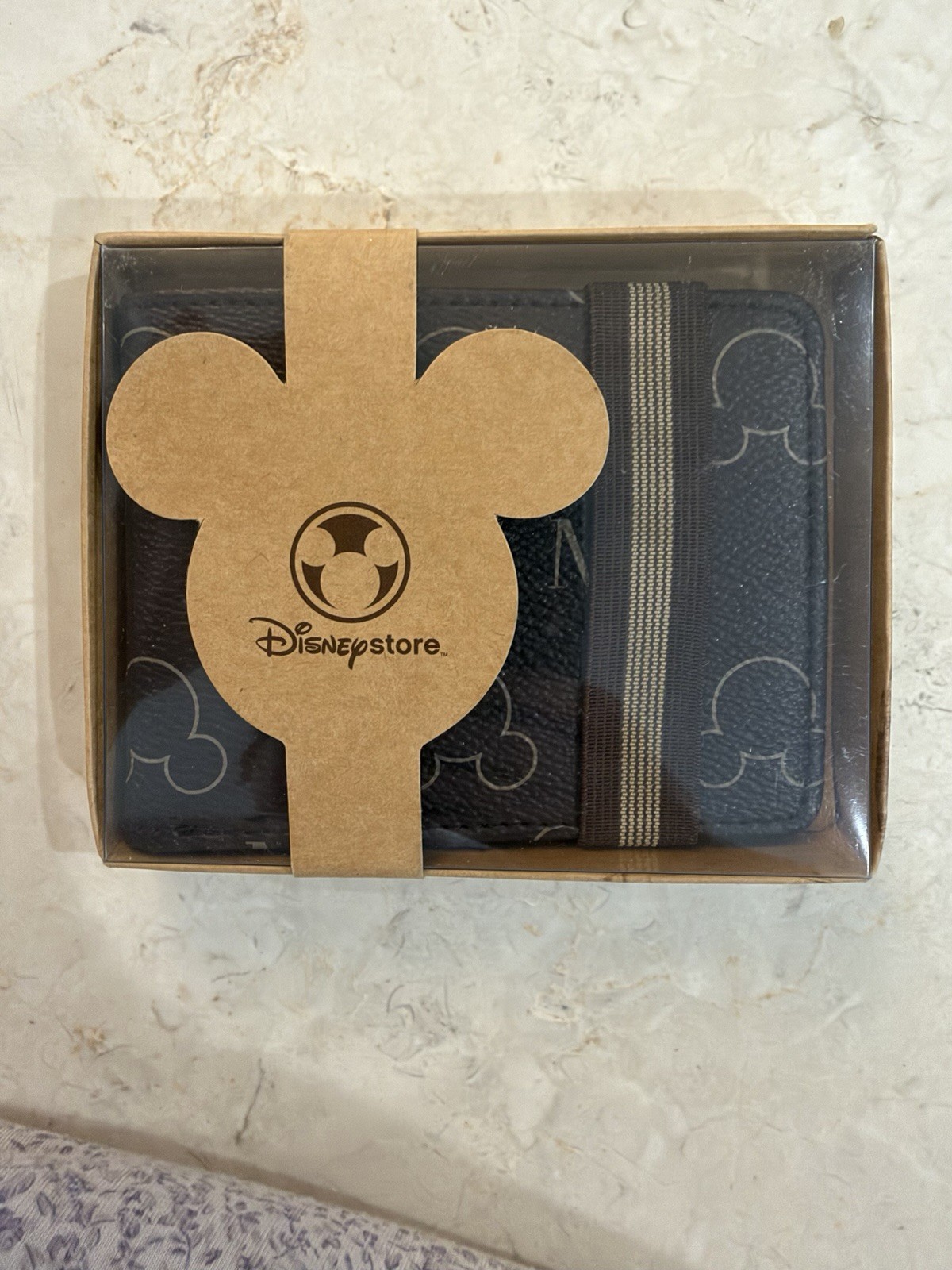 Disney Store Mickey Mouse All Over Head Print Brown And Tan Wallet Rare Disney Store Mickey Mouse All Over Head Print Brown And Tan Wallet Rare