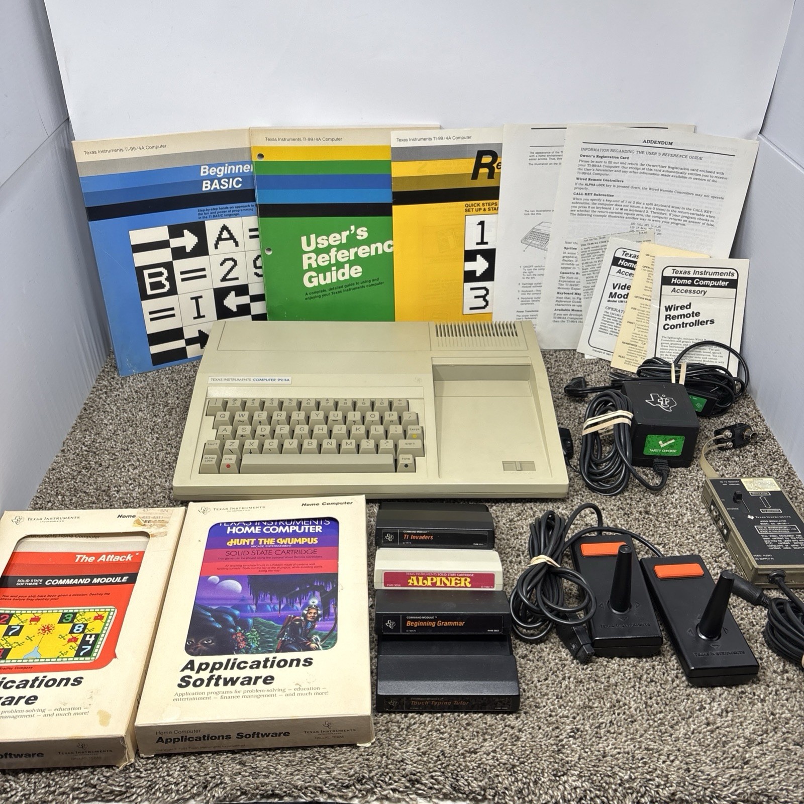 Texas Instruments TI-99/4A Home Computer TESTED W Cables Games And Joystick Texas Instruments TI-99/4A Home Computer TESTED W Cables Games And Joystick