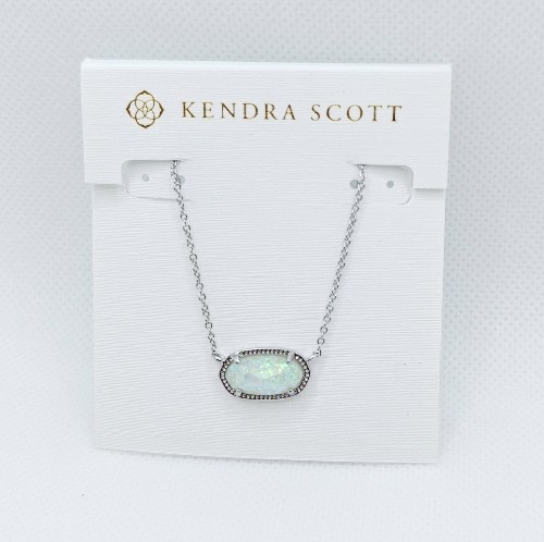 Kendra Scott Elisa Silver Pendant Necklace in White Opal Kendra Scott Elisa Silver Pendant Necklace in White Opal