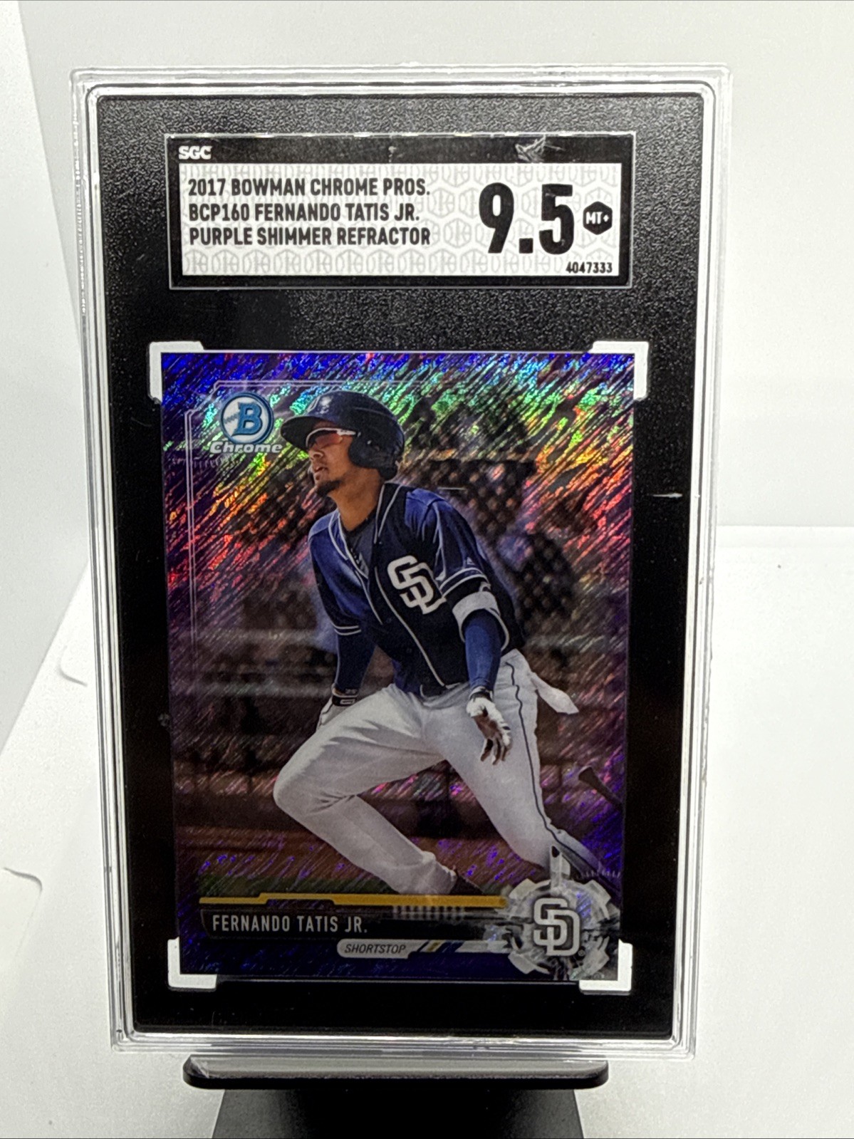 2017 Bowman Chrome Prospects Purple Shimmer Refractor Fernando Tatis Jr SGC 9.5 2017 Bowman Chrome Prospects Purple Shimmer Refractor Fernando Tatis Jr SGC 9.5
