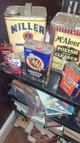 Vintage Tin Can Lot Miller Union Tone Homebest Lighter Fluid Super Oil Marvel Vintage Tin Can Lot Miller Union Tone Homebest Lighter Fluid Super Oil Marvel