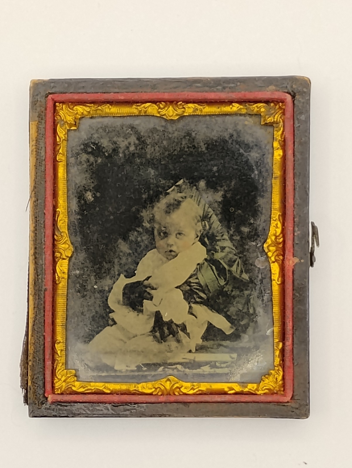 Antique Ambrotype Photo Case Broken Victorian Baby Child Antique Ambrotype Photo Case Broken Victorian Baby Child