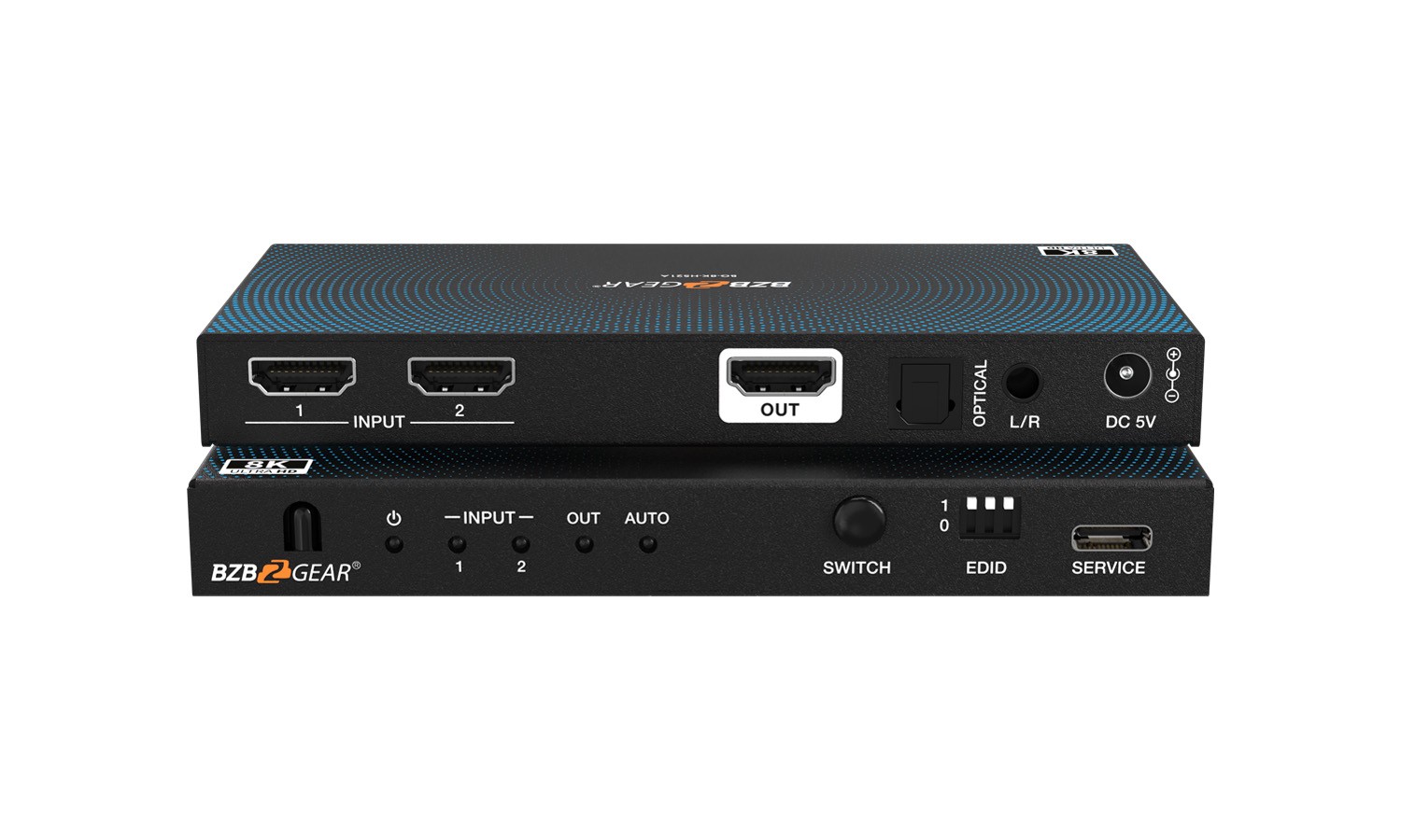 BZBGEAR 2x1 8K UHD HDMI 2.1 Switcher with Audio De-Embedding (8K60/4K120Hz)