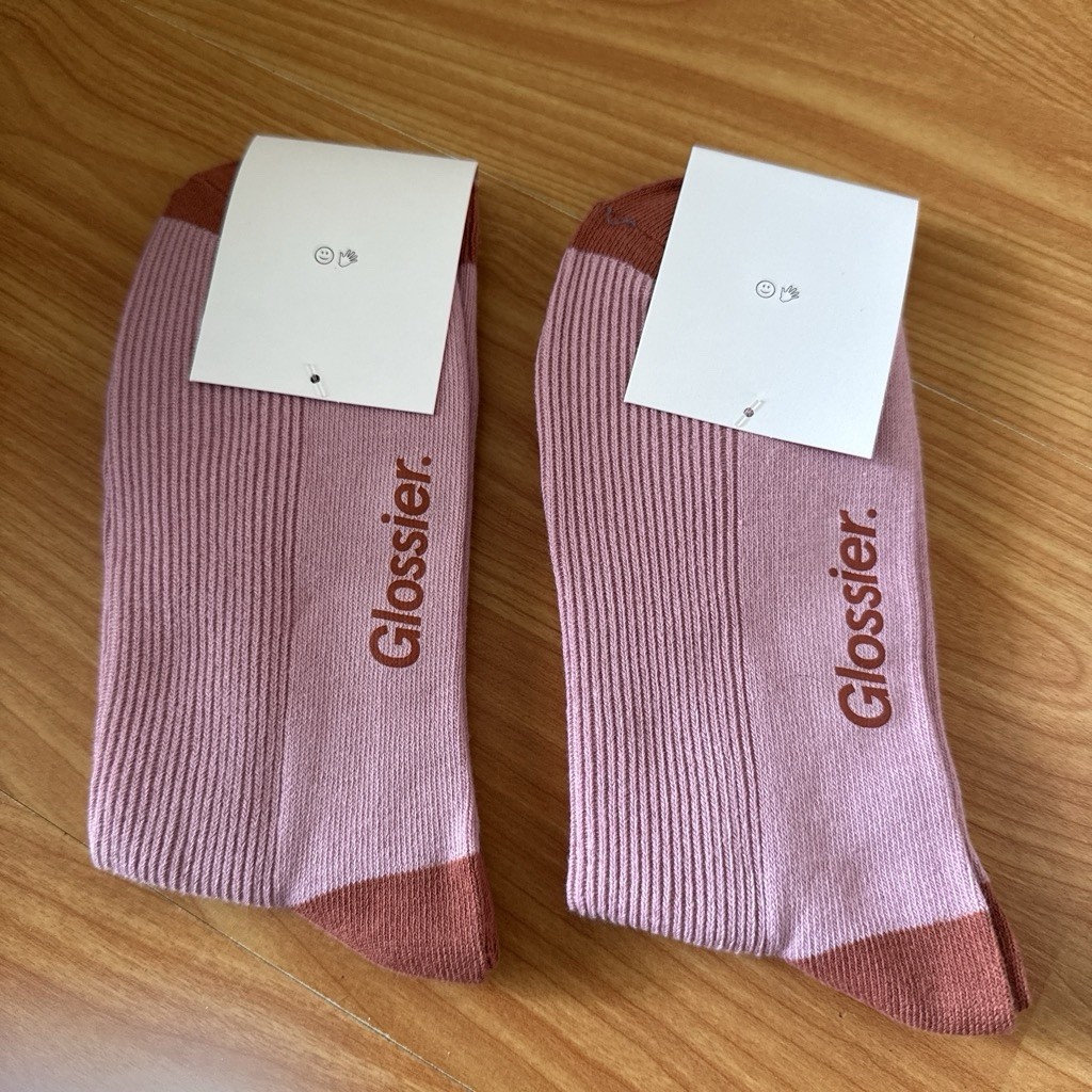 2 X Limited Edition Glossier Socks Brand NWT One Size 2 X Limited Edition Glossier Socks Brand NWT One Size