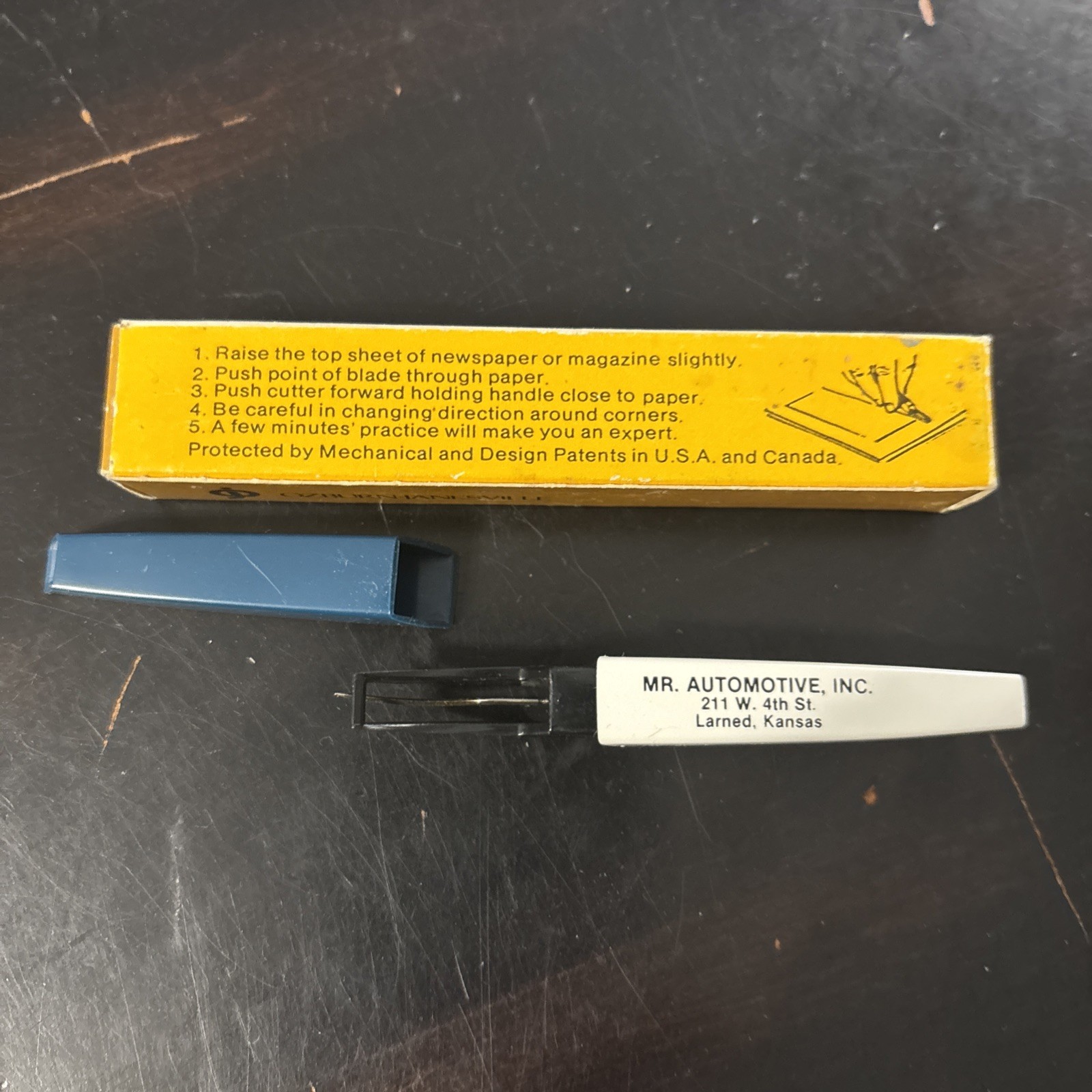 Vintage 1970-1980s Ozburn-Janesville Clipit Paper Cutter w/ Mr. Automotive Logo.