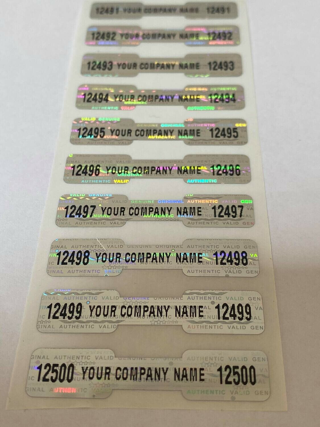 1000 CUSTOM PRINTED TAMPER EVIDENT HOLOGRAM DOGBONE SECURITY VOID LABELS SEALS