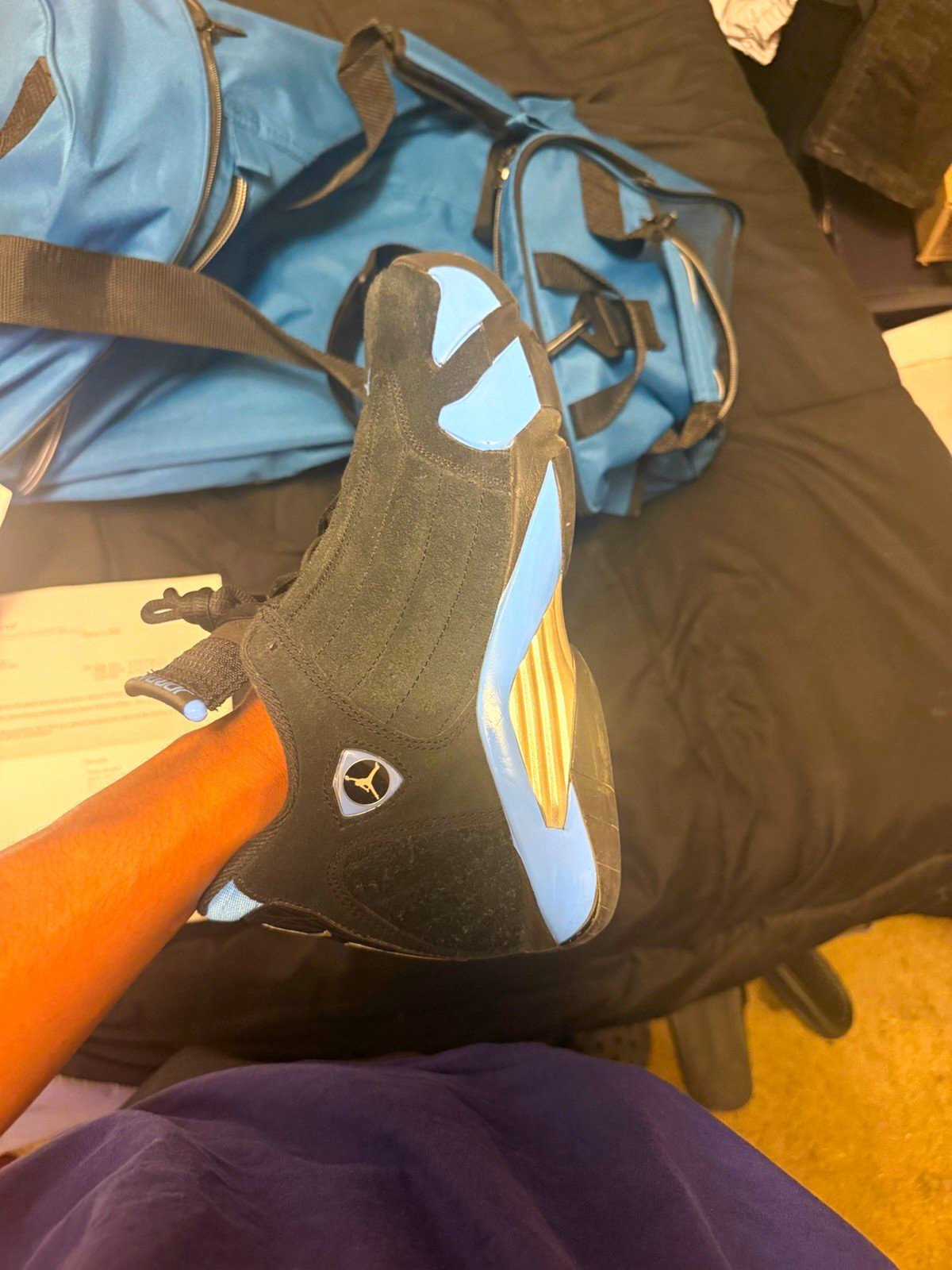 Jordan Air Jordan 14 Men’s Black/Blue/White Colorblock Lace-Up Sneaker Jordan Air Jordan 14 Men’s Black/Blue/White Colorblock Lace-Up Sneaker