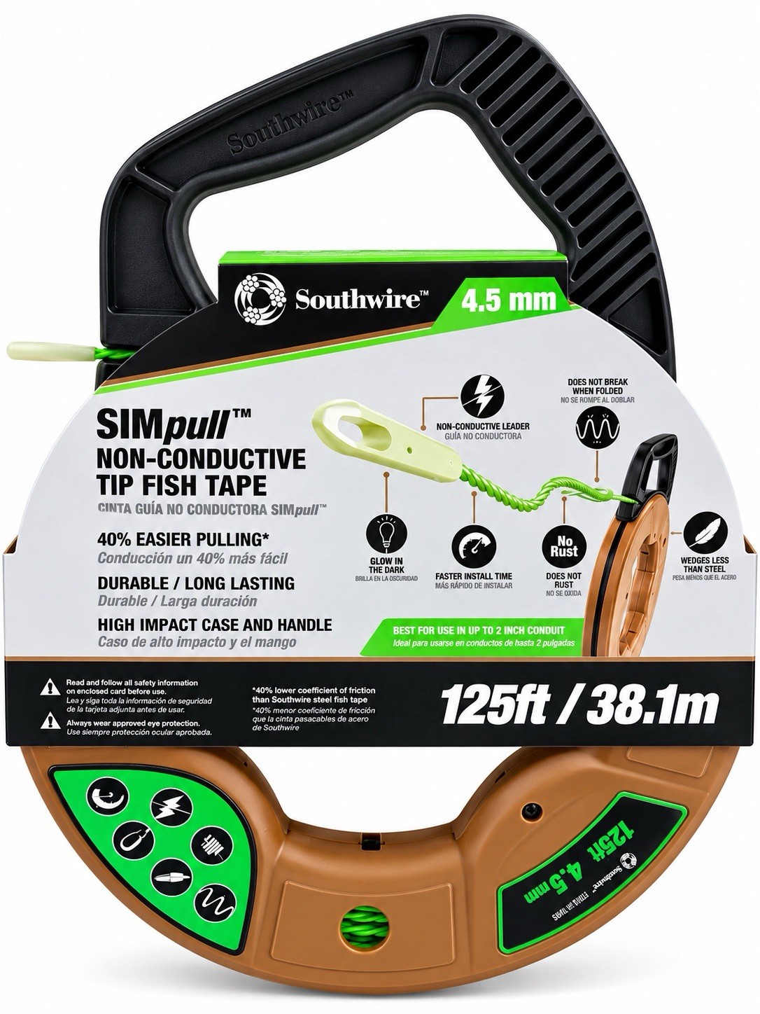 Southwire FTSP45-125NCT Simpull Electrical Fish Tape with Non-Conductive Tip...