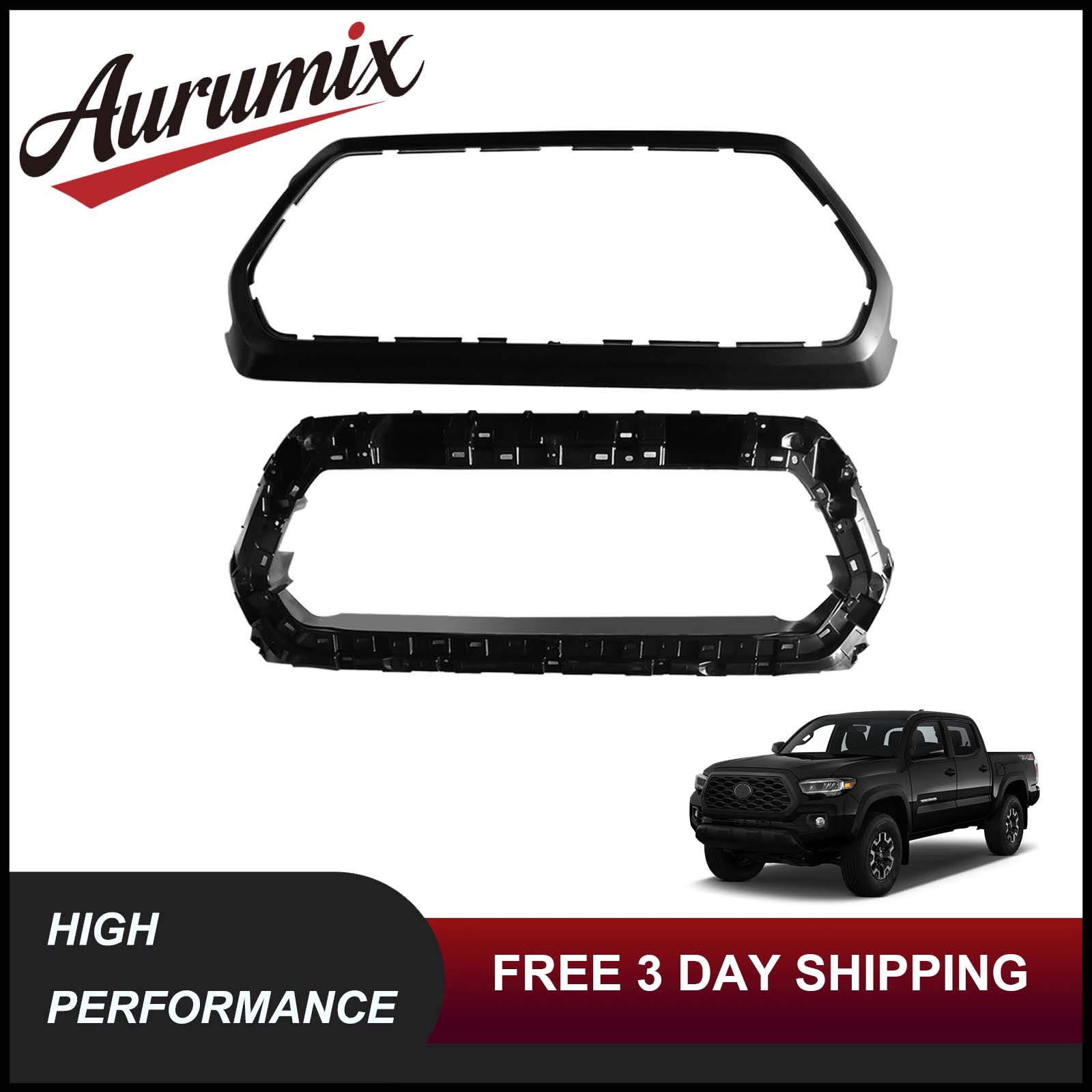 Fits 2016-2022 Toyota Tacoma Upper Grill Outer Frame Surround & Bracket Holder Fits 2016-2022 Toyota Tacoma Upper Grill Outer Frame Surround & Bracket Holder