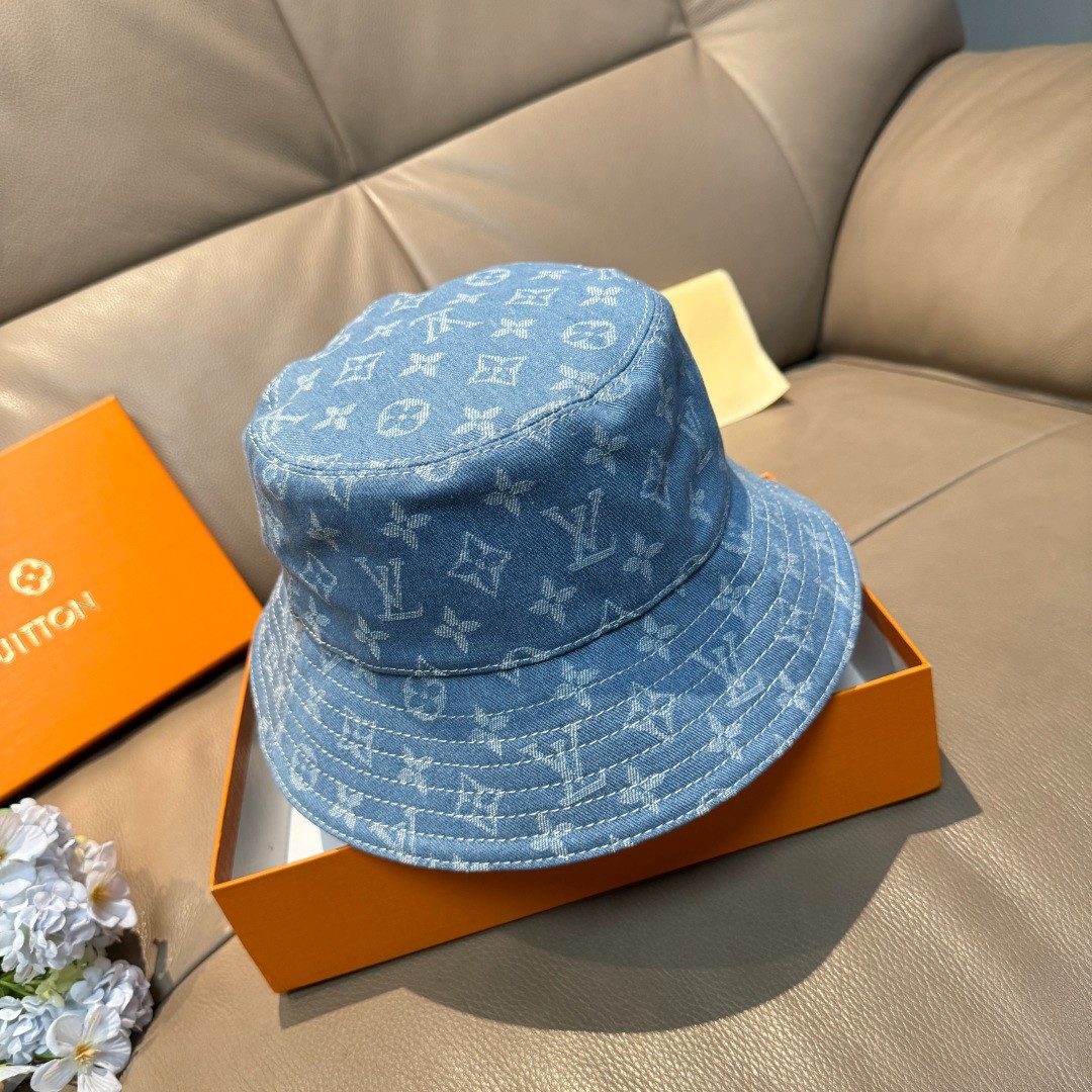 LLouisV - Monogram Denim Bucket Hat - Blue - 57 cm - NEW LLouisV - Monogram Denim Bucket Hat - Blue - 57 cm - NEW