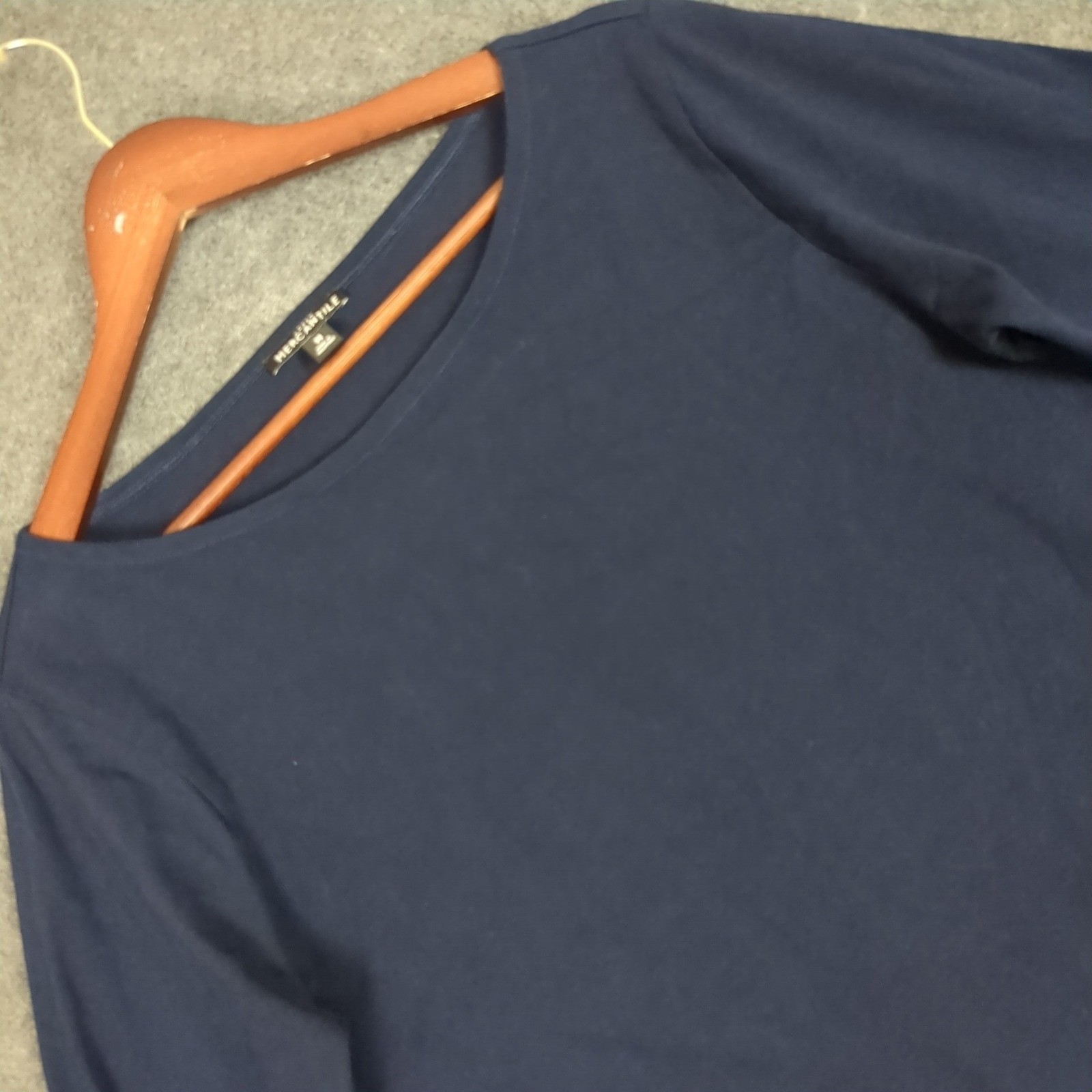 J.Crew Mercantile Womens Medium Navy Blue Mixed Media Layered Top Long Slv