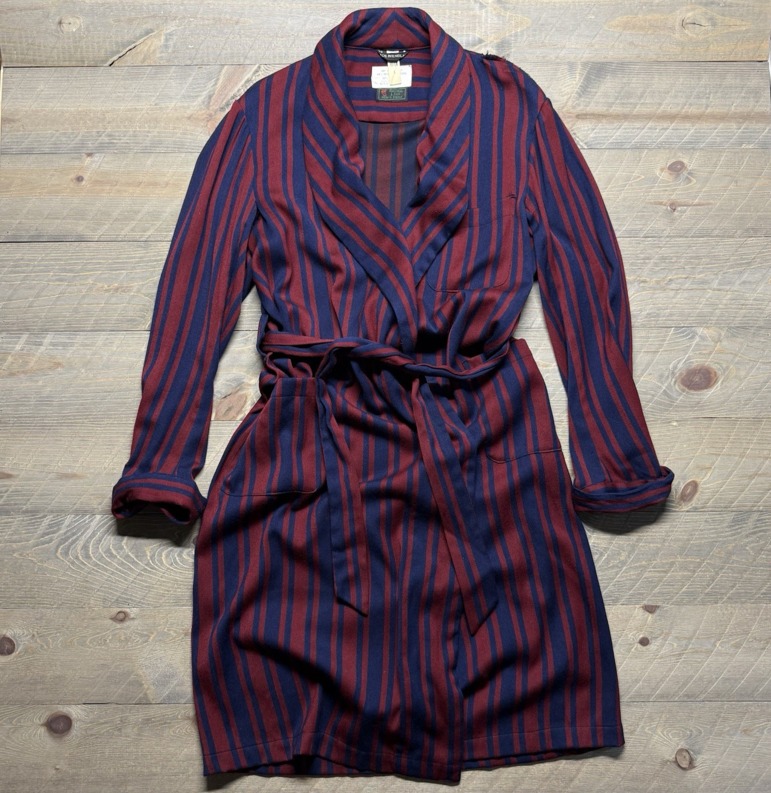 Vtg 50s Abercrombie & Fitch Robe Mens Large Worsted Wool Cotton Striped England Vtg 50s Abercrombie & Fitch Robe Mens Large Worsted Wool Cotton Striped England