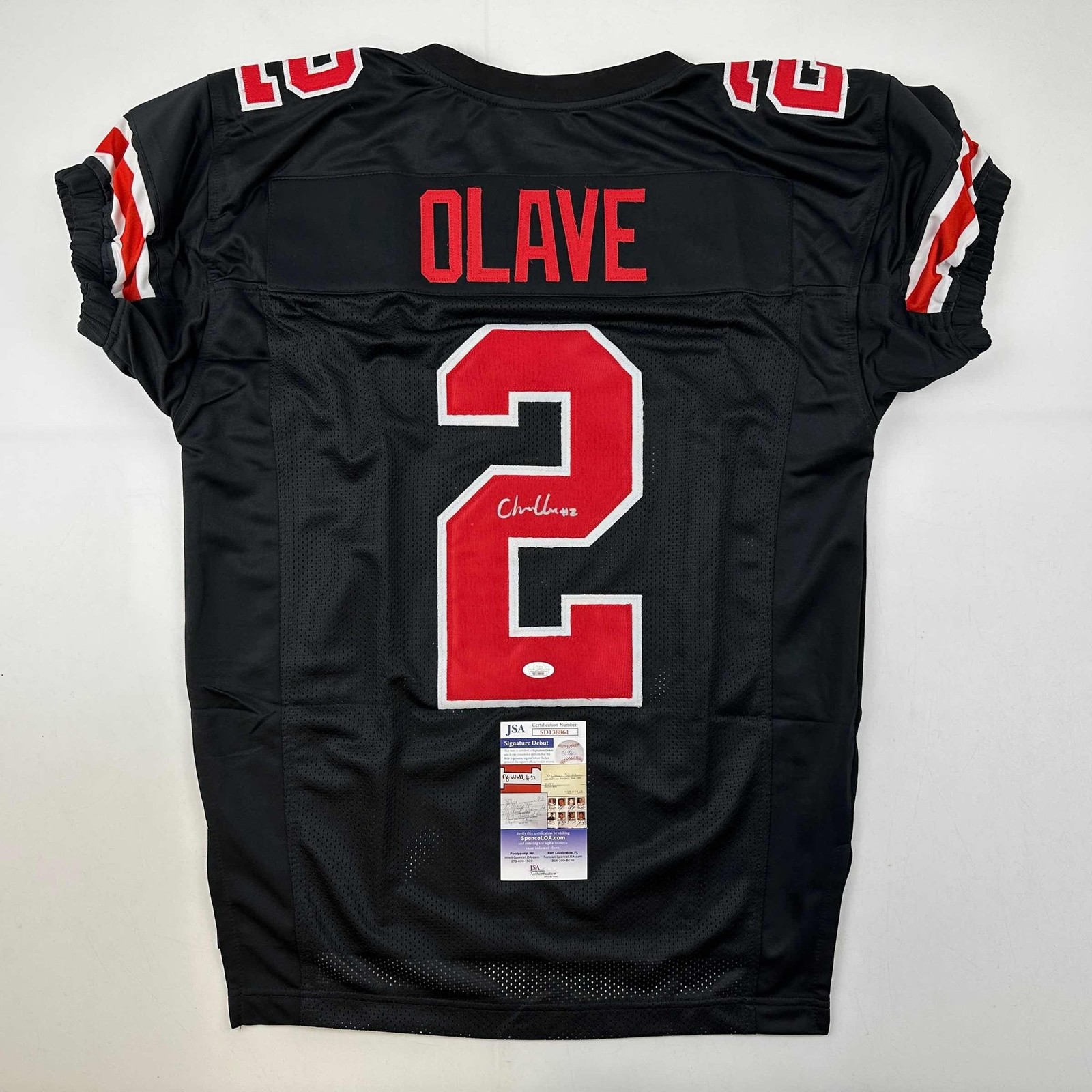 Autographed/Signed Chris Olave Ohio State Black College Jersey JSA COA Autographed/Signed Chris Olave Ohio State Black College Jersey JSA COA