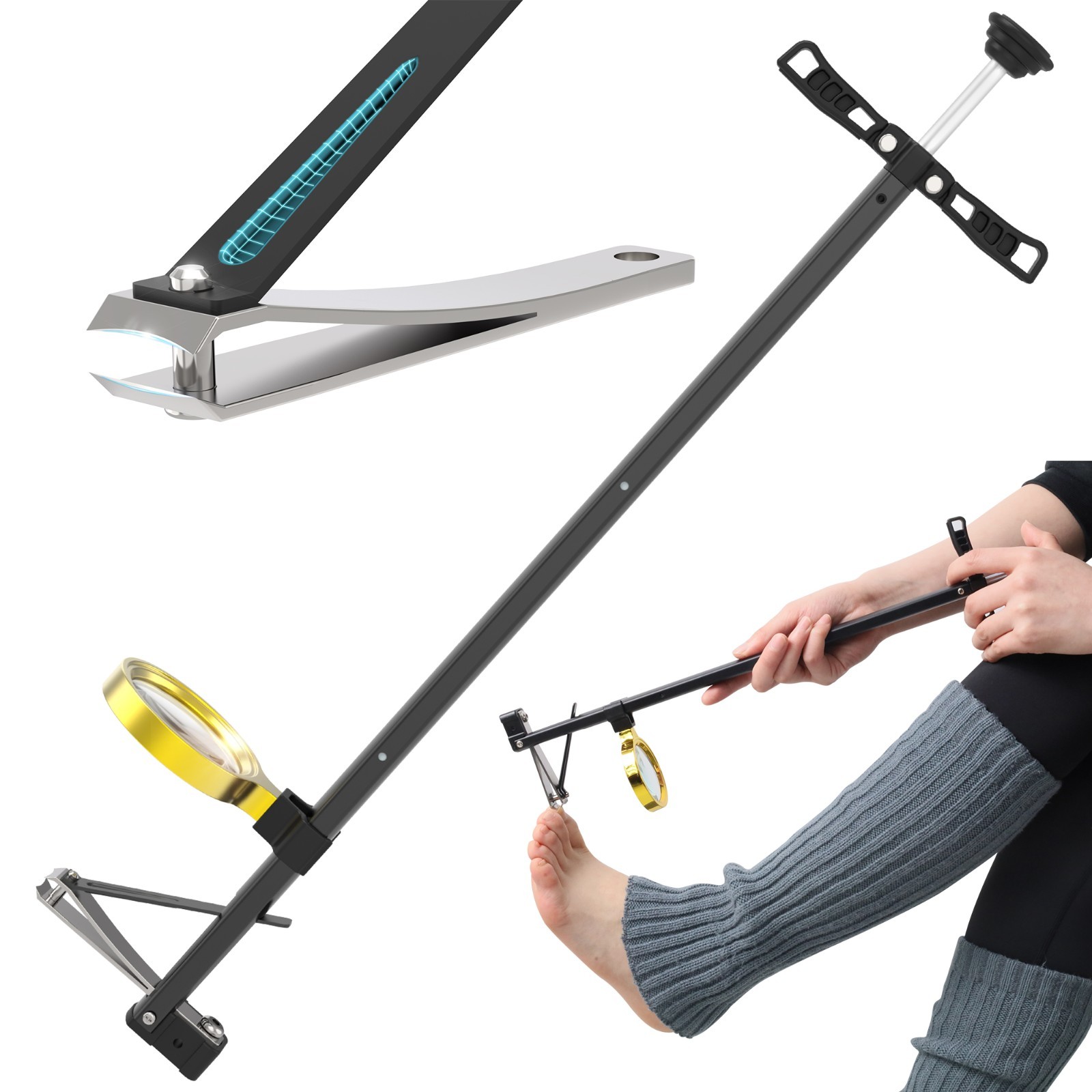 Long Handle Toenail Clippers with Magnifier -Wide Jaw & Ergonomic Design Long Handle Toenail Clippers with Magnifier -Wide Jaw & Ergonomic Design