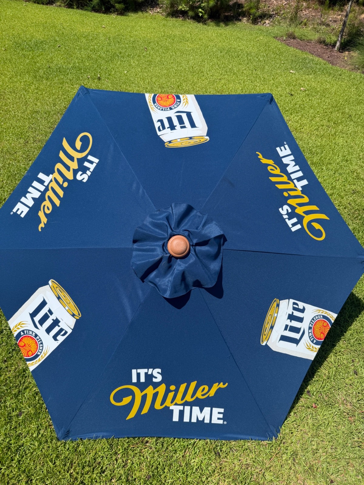 MILLER LITE UMBRELLA It's Miller Time 7x6' Foot Patio Style Huge Beach BRAND NEW