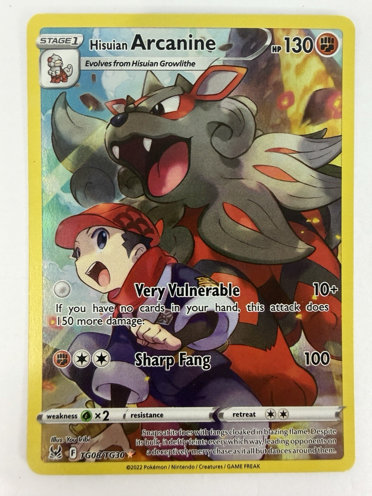 Pokemon Hisuian Arcanine TG08/TG30 Swsh11 Lost Origin Trainer Gallery Holo NM Pokemon Hisuian Arcanine TG08/TG30 Swsh11 Lost Origin Trainer Gallery Holo NM