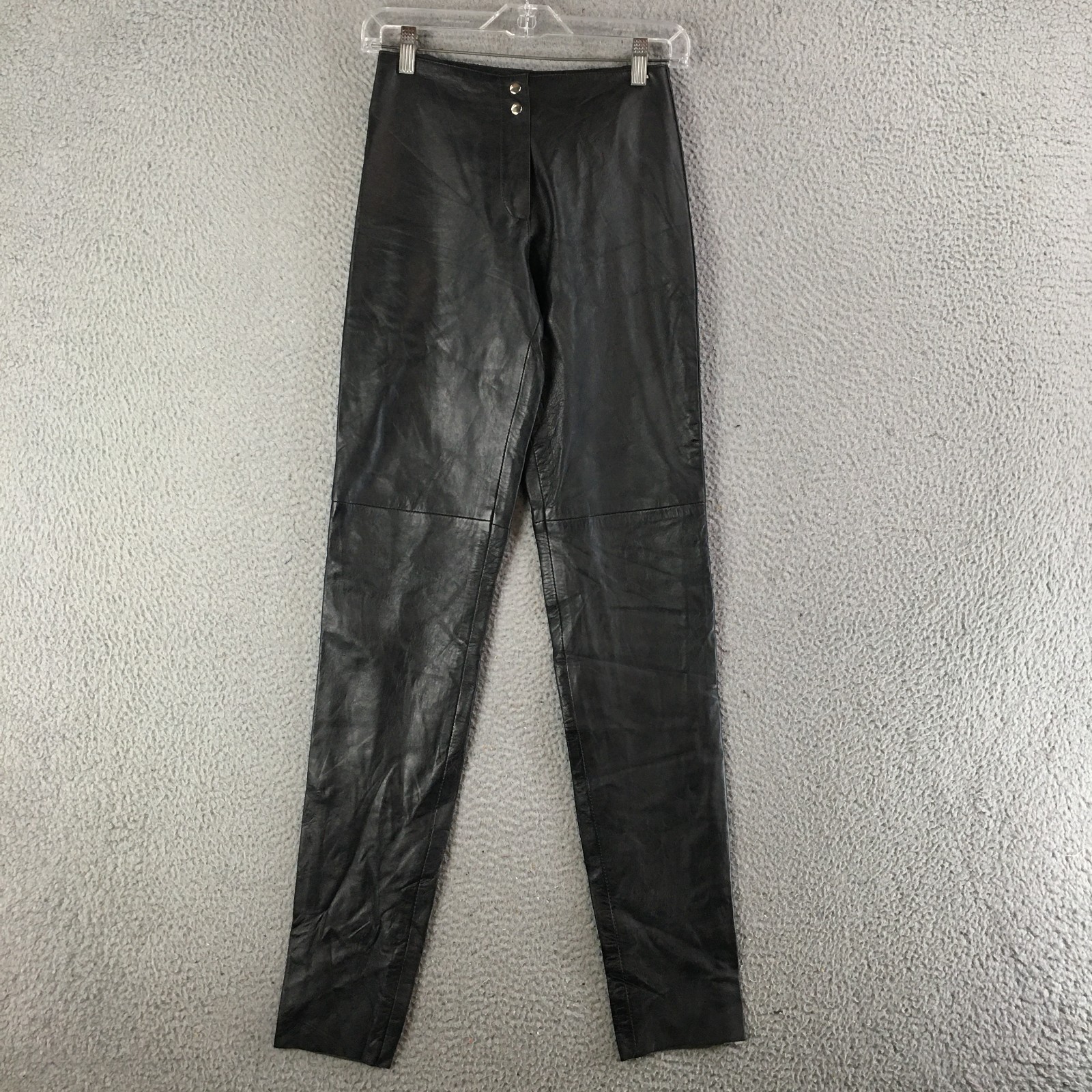 Just Us Pants Womens S Hip Hugger Leather Straight Leg Zip Dry Clean Black NEW