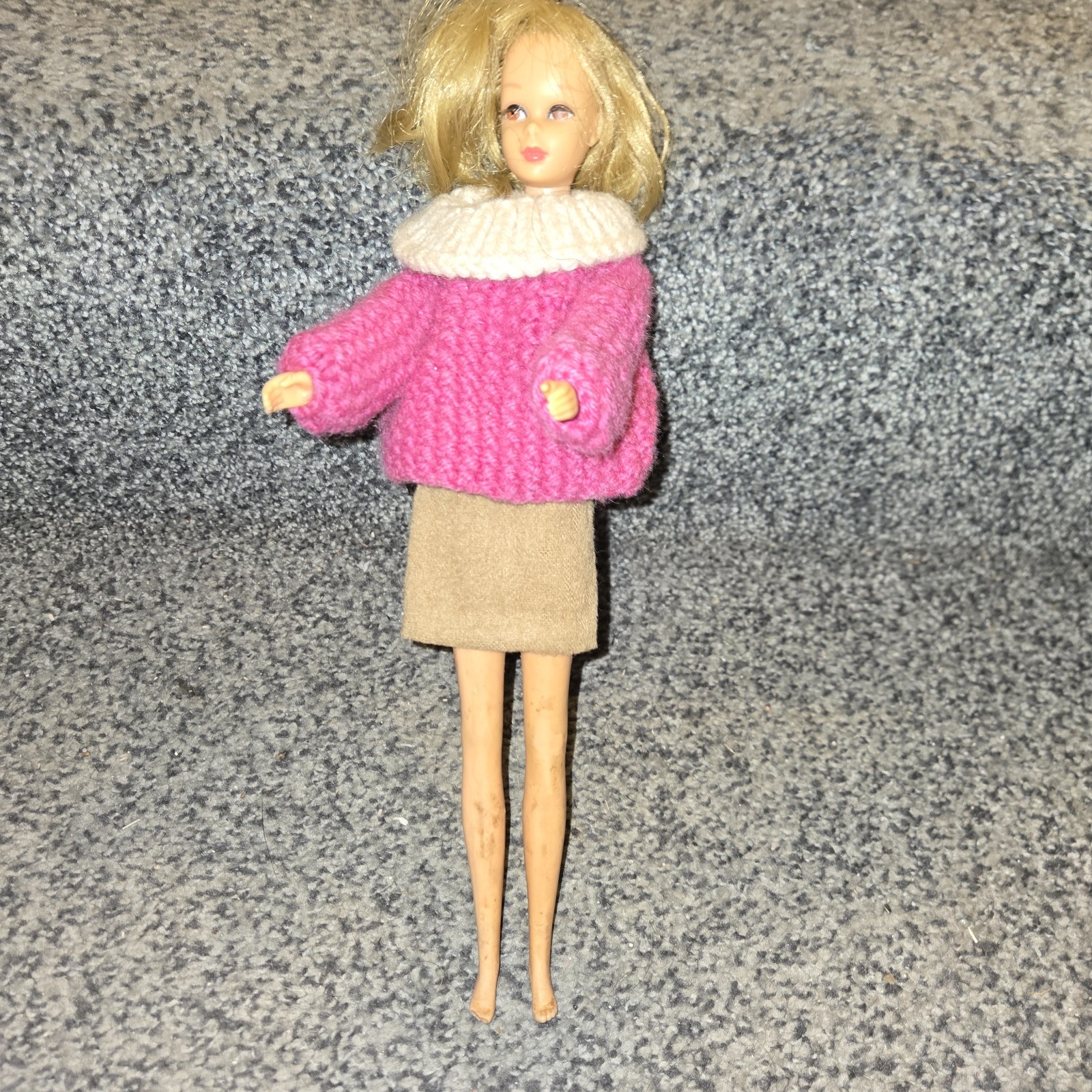 Vintage Straight Leg Francie Doll Blonde 1965 Mattel in Sweater and Skirt Barbie