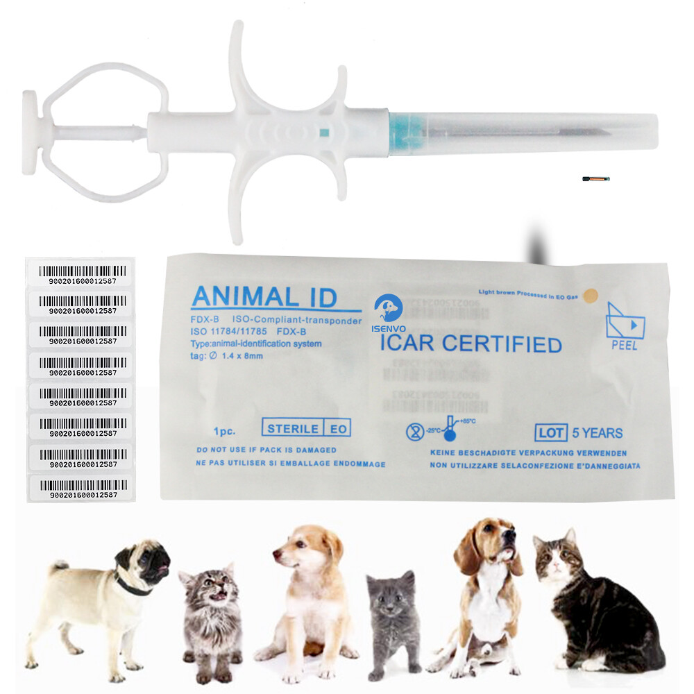100PCS 1.4x8mm Pet Microchips Injection ISO RFID ID Tag Animal Dog Cat Horse