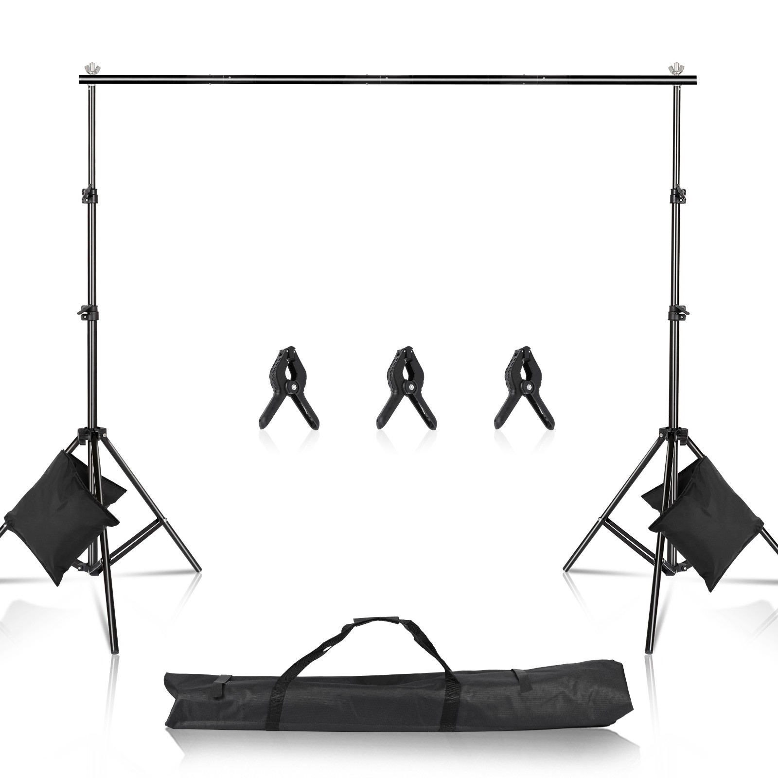 10Ft Photography Photo Backdrop Support Stand Set Background  Kit with 3 Clips