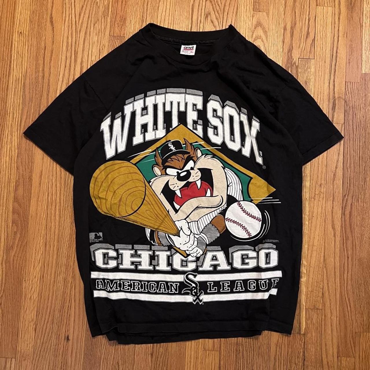 Remake Taz Tasmanian Devil 90s Looney Tunes Chicago White Sox MLB Shirt HN8857