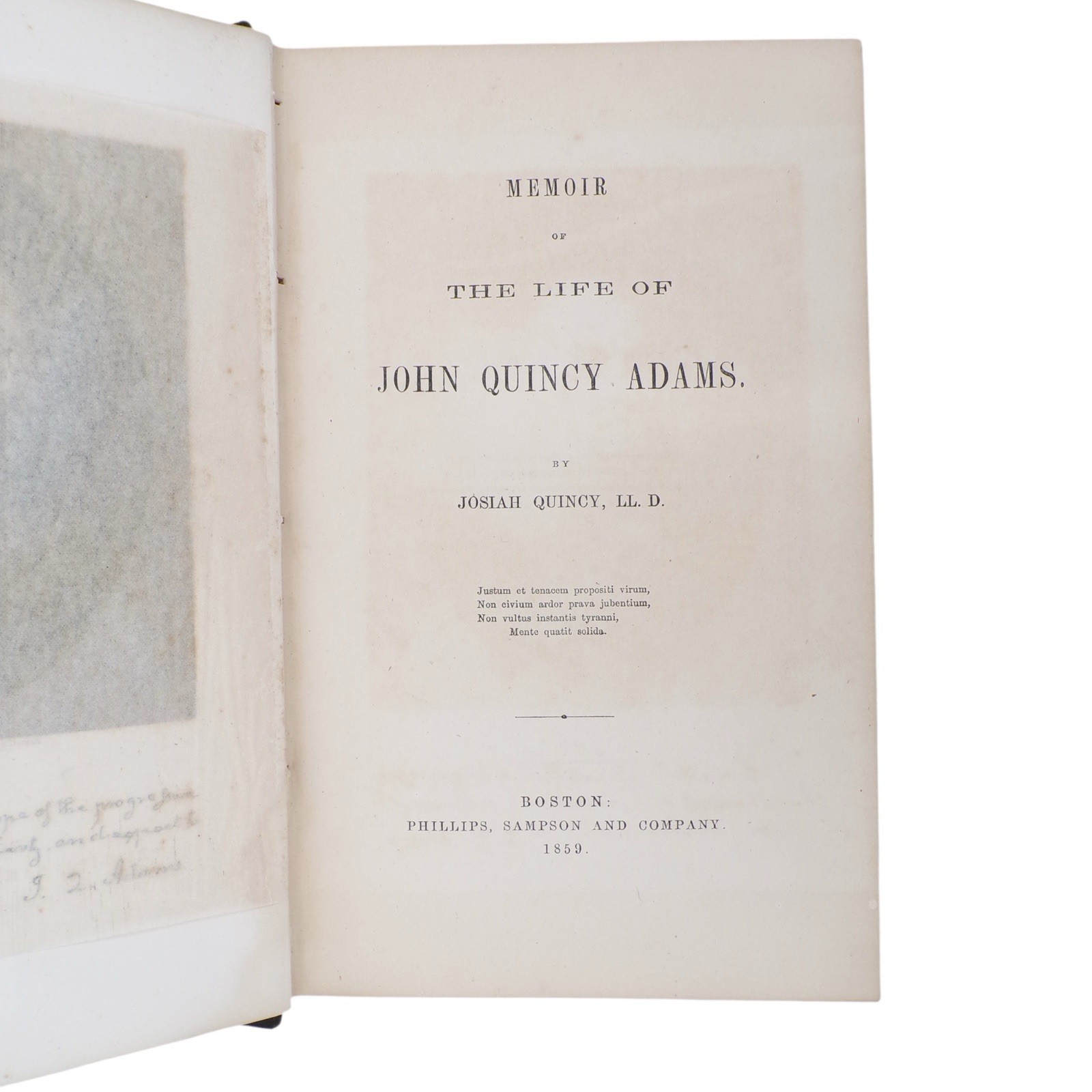 RARE MEMOIR OF THE LIFE OF JOHN QUINCY ADAMS by Josiah Quincy Antique Book 1859