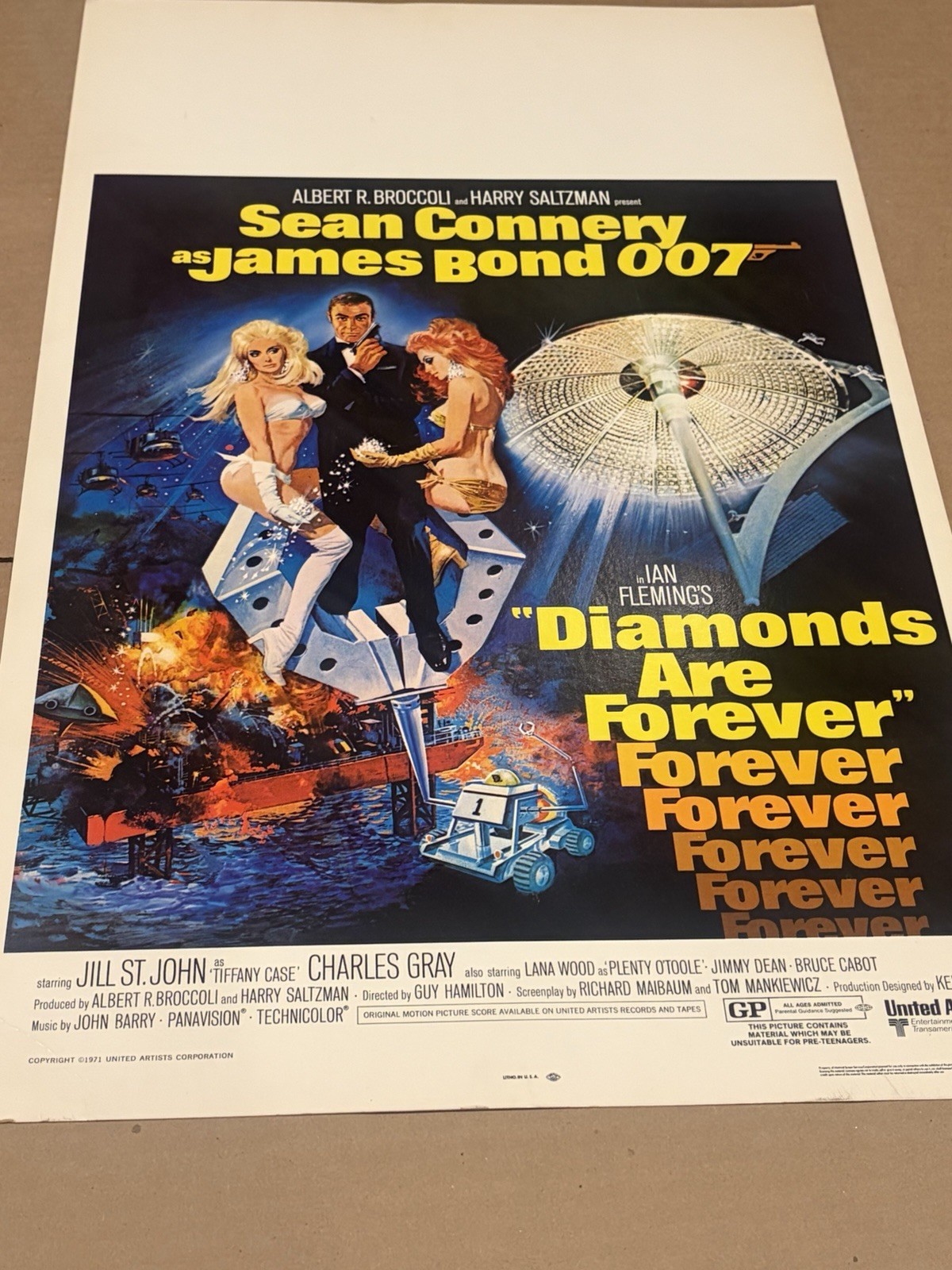 Diamonds are Forever James Bond Window Card 1971 Movie Poster 14x22 Sean Connery