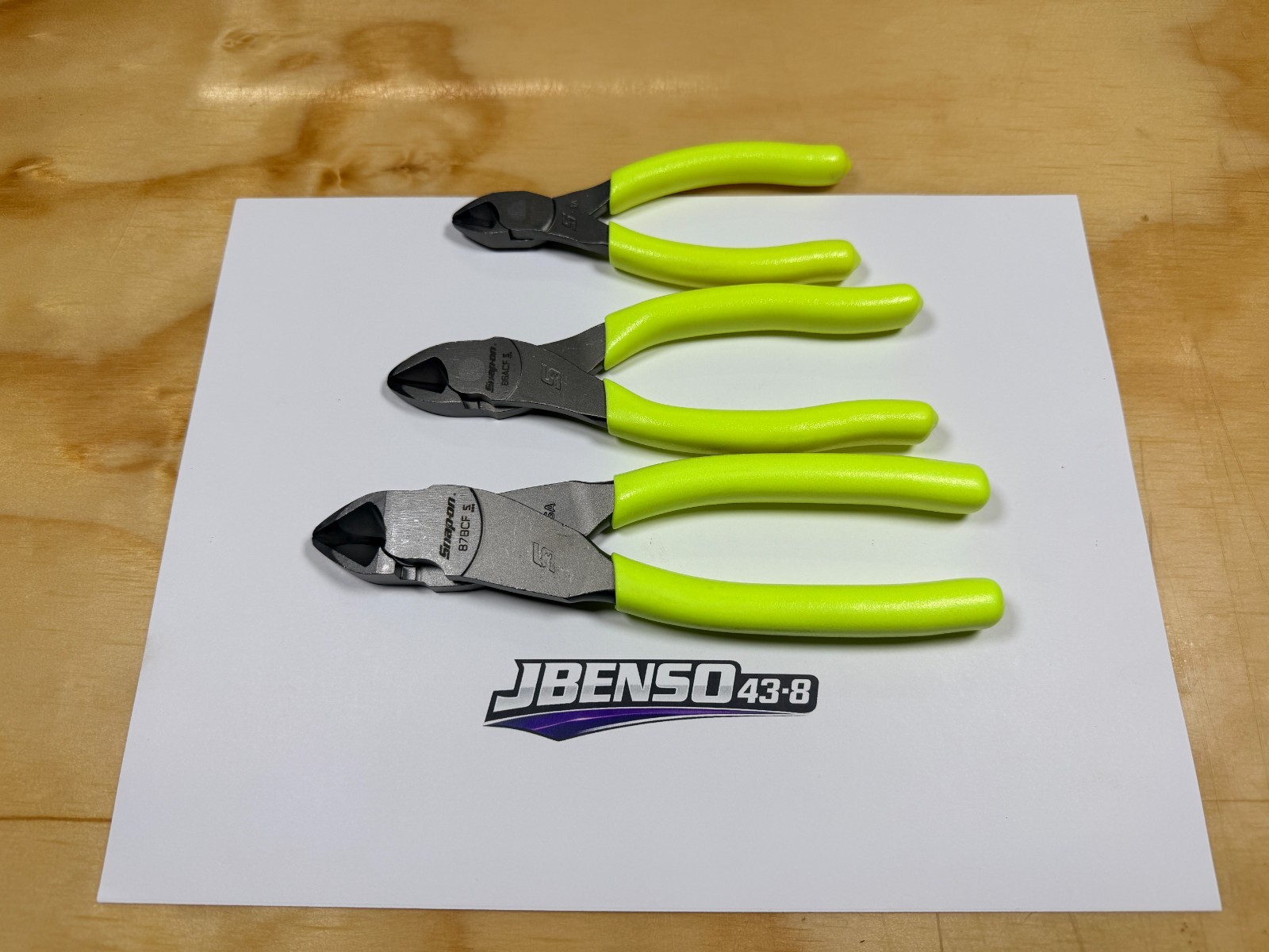 Snap-on Tools USA NEW HI-VIZ 3pc Soft Grip Diagonal Cutter Pliers Set